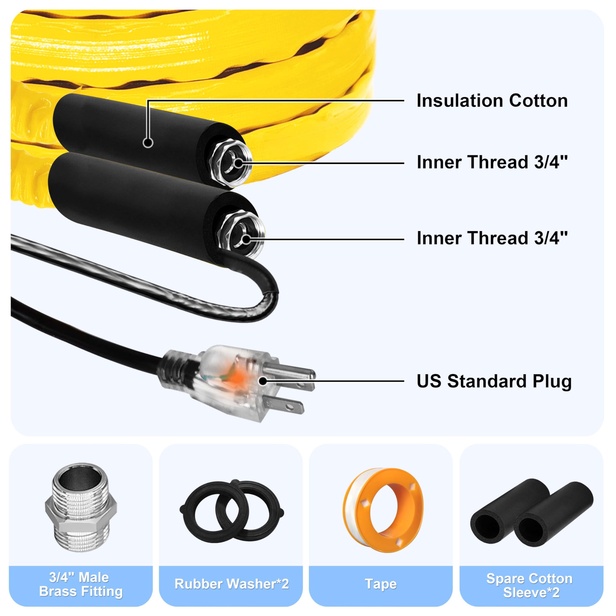 CircleRiver 25FT Heated Drinking Water Hose for RV -40℉ Antifreeze Water Hose 5/8" Inner Diameter Self-Regulating with Energy Saving Thermostat Lead & BPA Free RV Water Hose