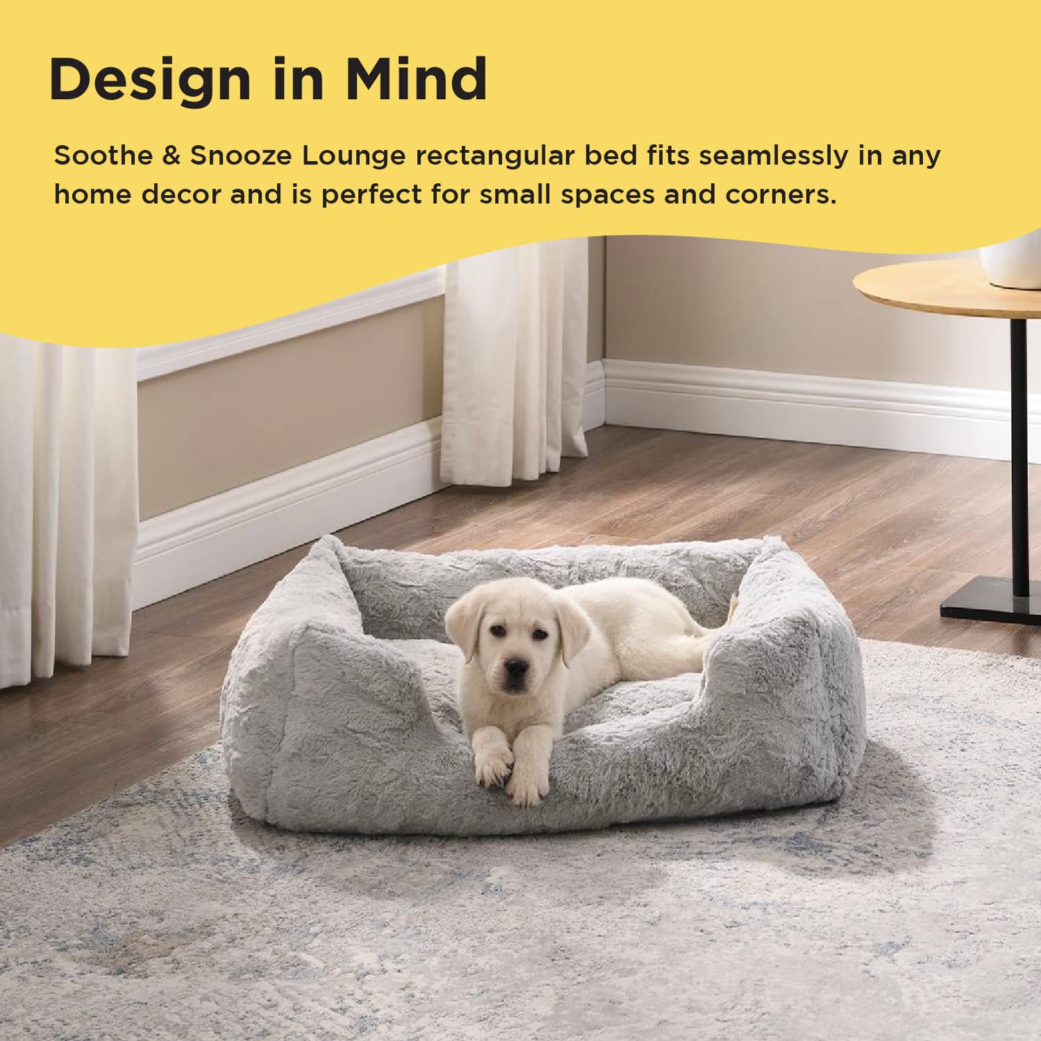 Best Friends by Sheri Lux Lounge Bed Calming Faux Fur Dog Bed, Gray, Medium, 30" x 20"