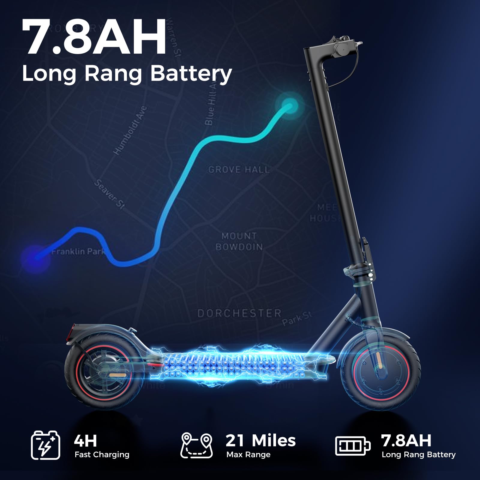 HopCycle Electric Scooters - 500W Adult Electric Scooter, 18 MPH Top Speed, 8.5'' Tires,21 Miles Long Range, Portable E Scooter for Adults and Teens