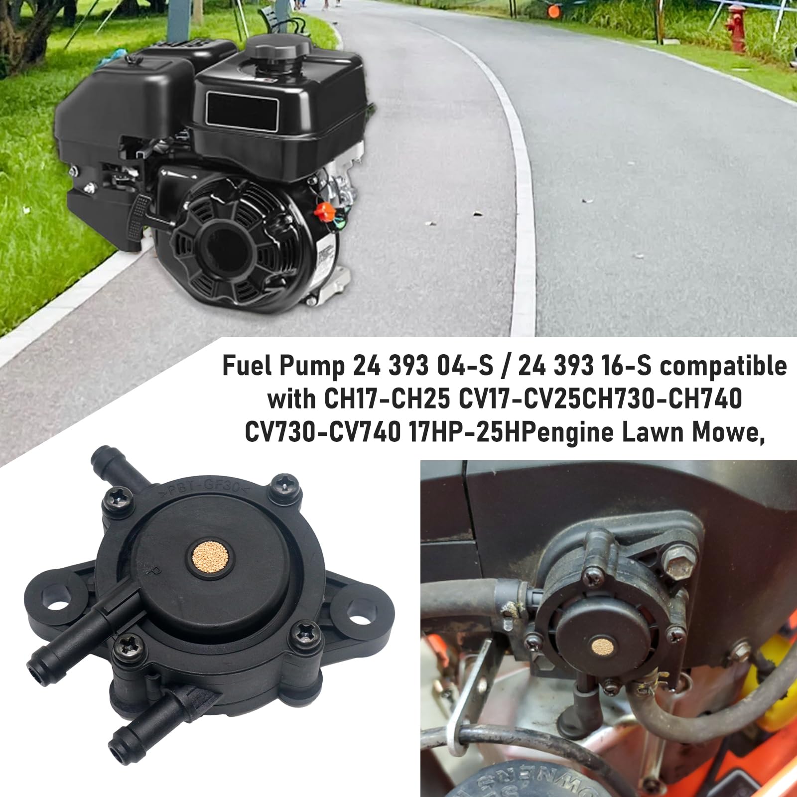 Fuel Pump for Kohler 17HP-25HP Compatible with Kohler 17HP-25HP 808492 491922 Small Fuel Pump Lawn Mower Small Engine Lawn Mower Tractor