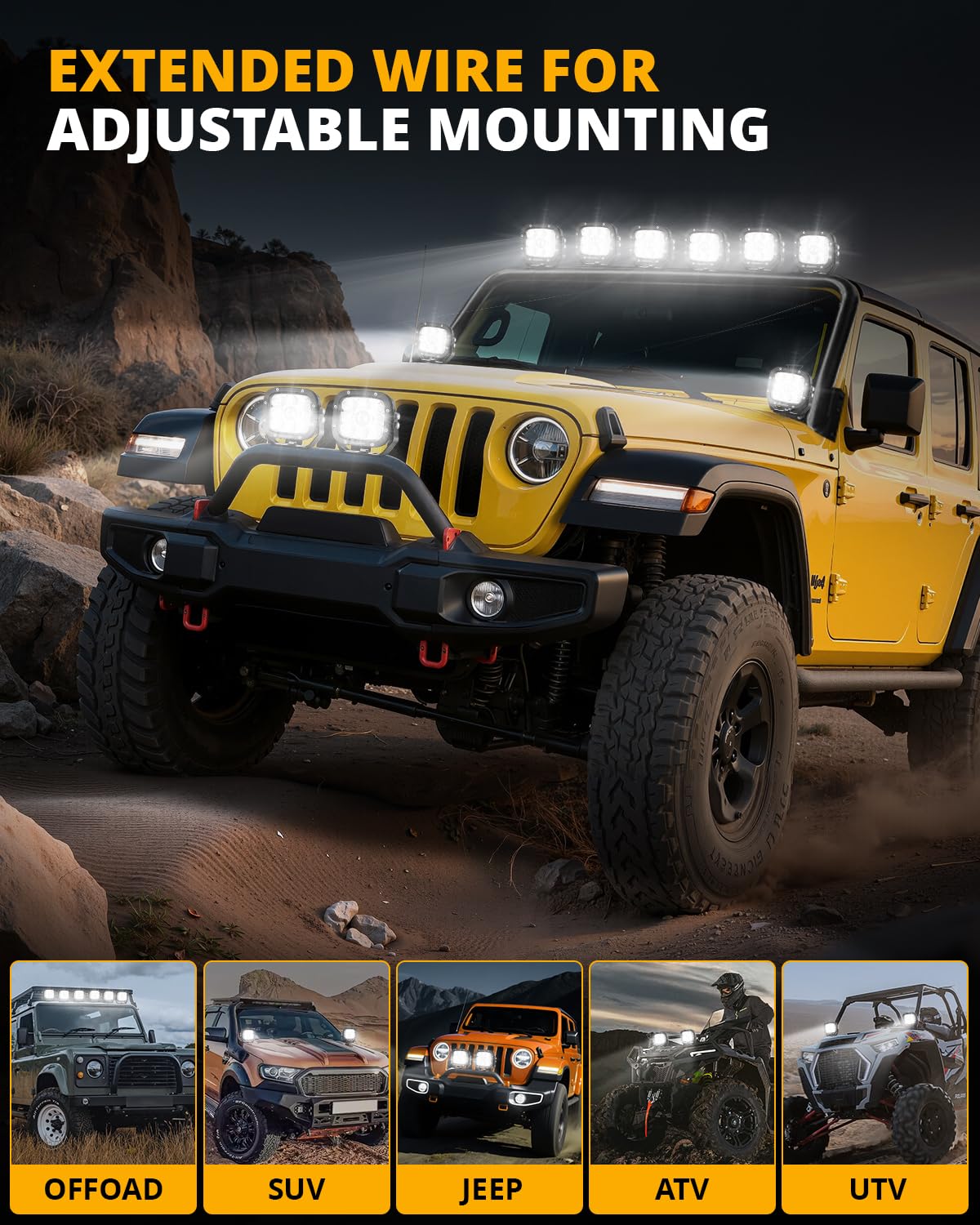 Auxbeam Led Pods Led Offroad Light Wiring Harness Kit 6 Leads, On Off Waterproof Switch Heavy Duty 12V Power Relay, Extension Wiring Harness 40A Blade Fuse 2PIN DT Plug