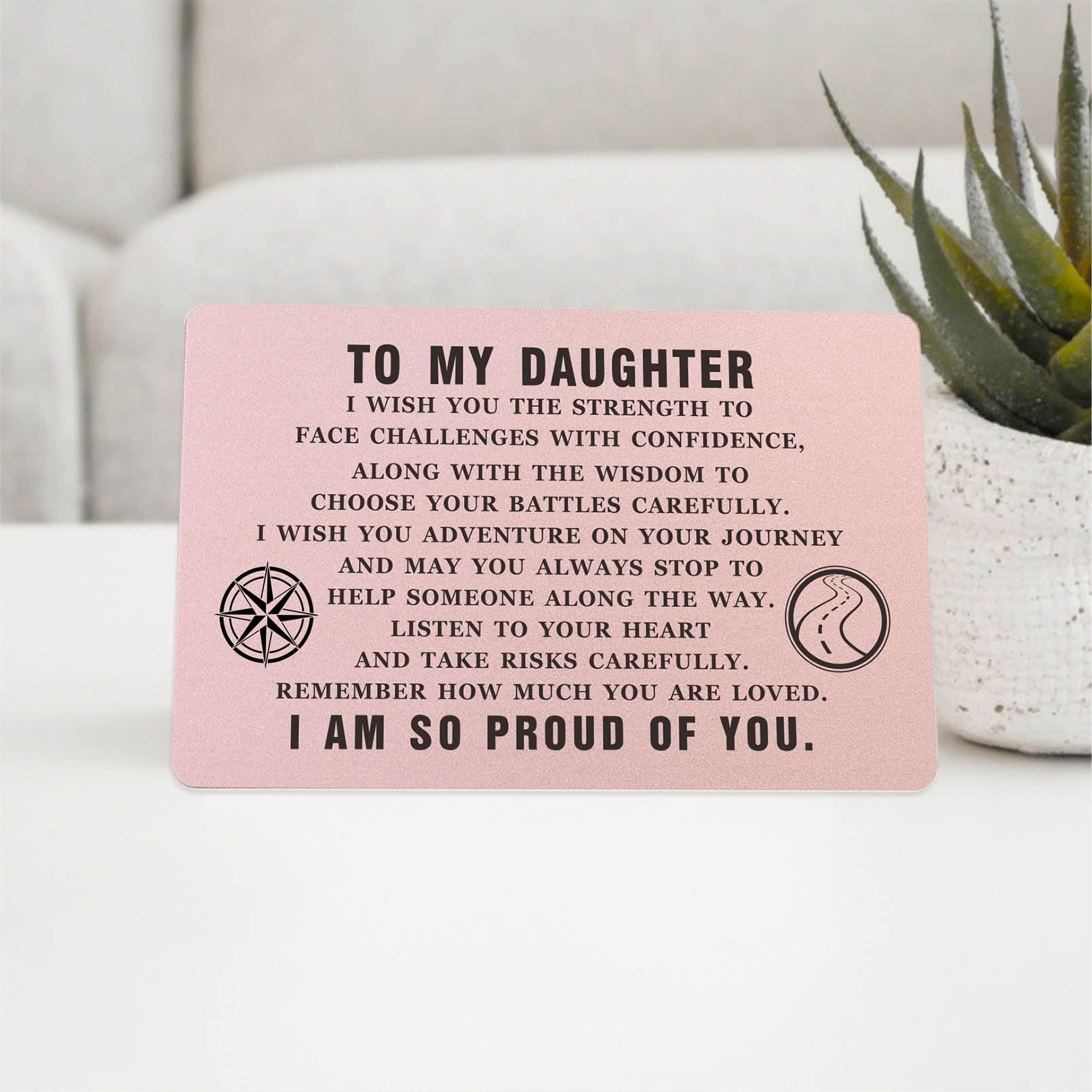 ABNTY Daughter Graduation Gifts, Inspirational Gift for Daughter from Parents, Mom to Daughter Wallet Card