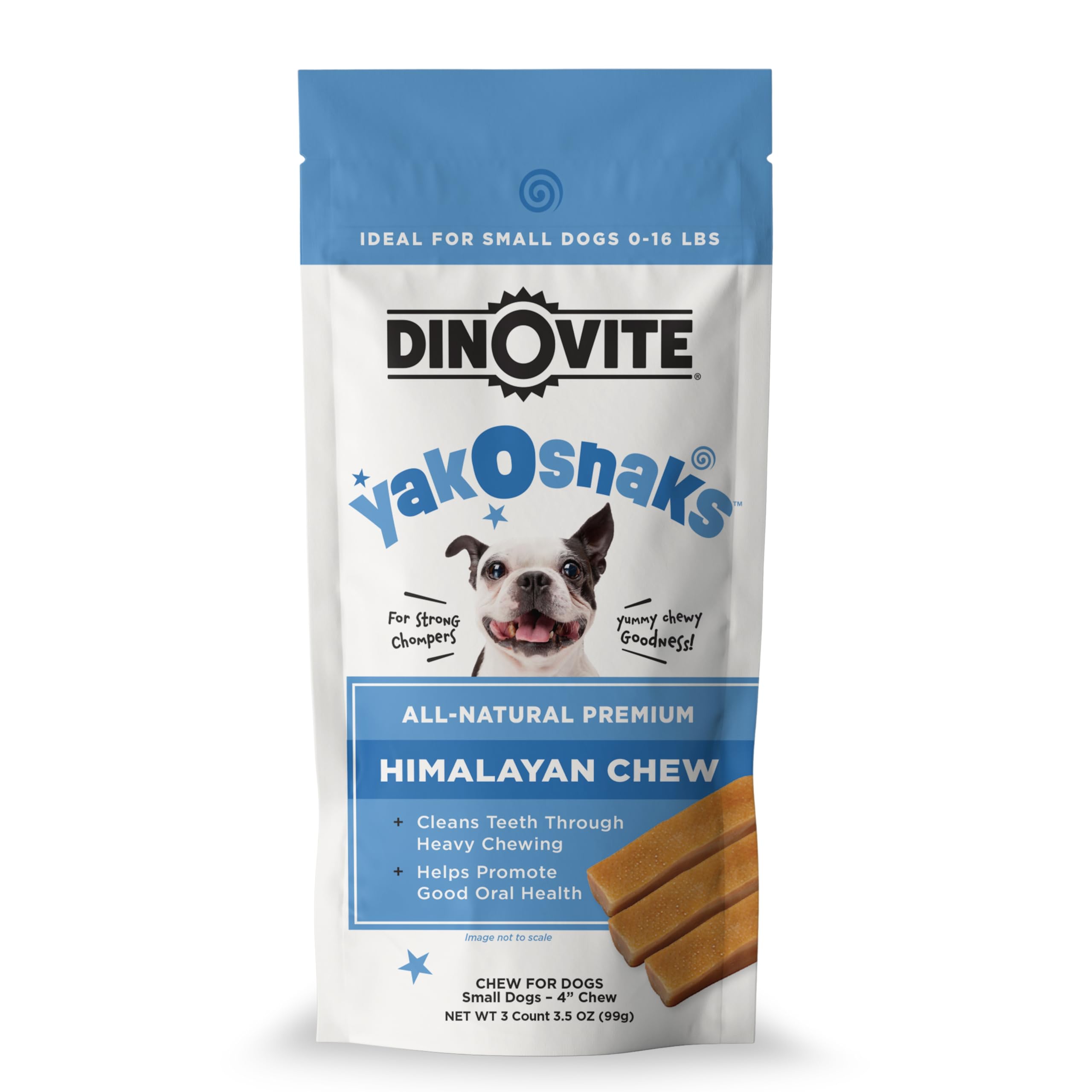 Dinovite YakoSnaks - Himalayan Yak Chews for Dogs - Long Lasting and Low Odor Yak Cheese Dog Chews - for Small Dogs (0-16 lb) - 3 Count