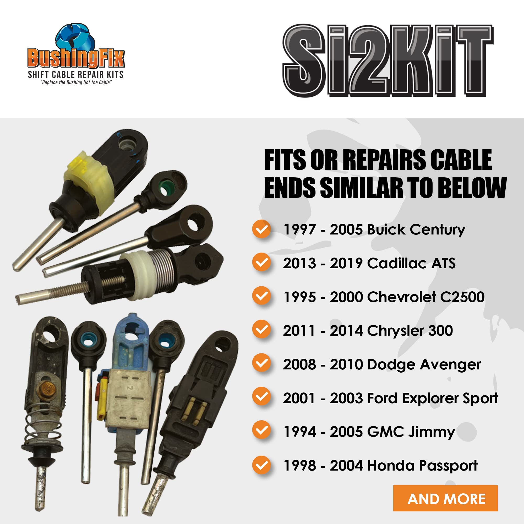 BushingFix Si2Kit - Automatic Transmission Shift Cable Bushing Repair Kit, Replacement Shifter Cable Bushing, Quality Transmission Repair Kit, Compatible with Chevrolet, Ford, Jeep, and Other Brands