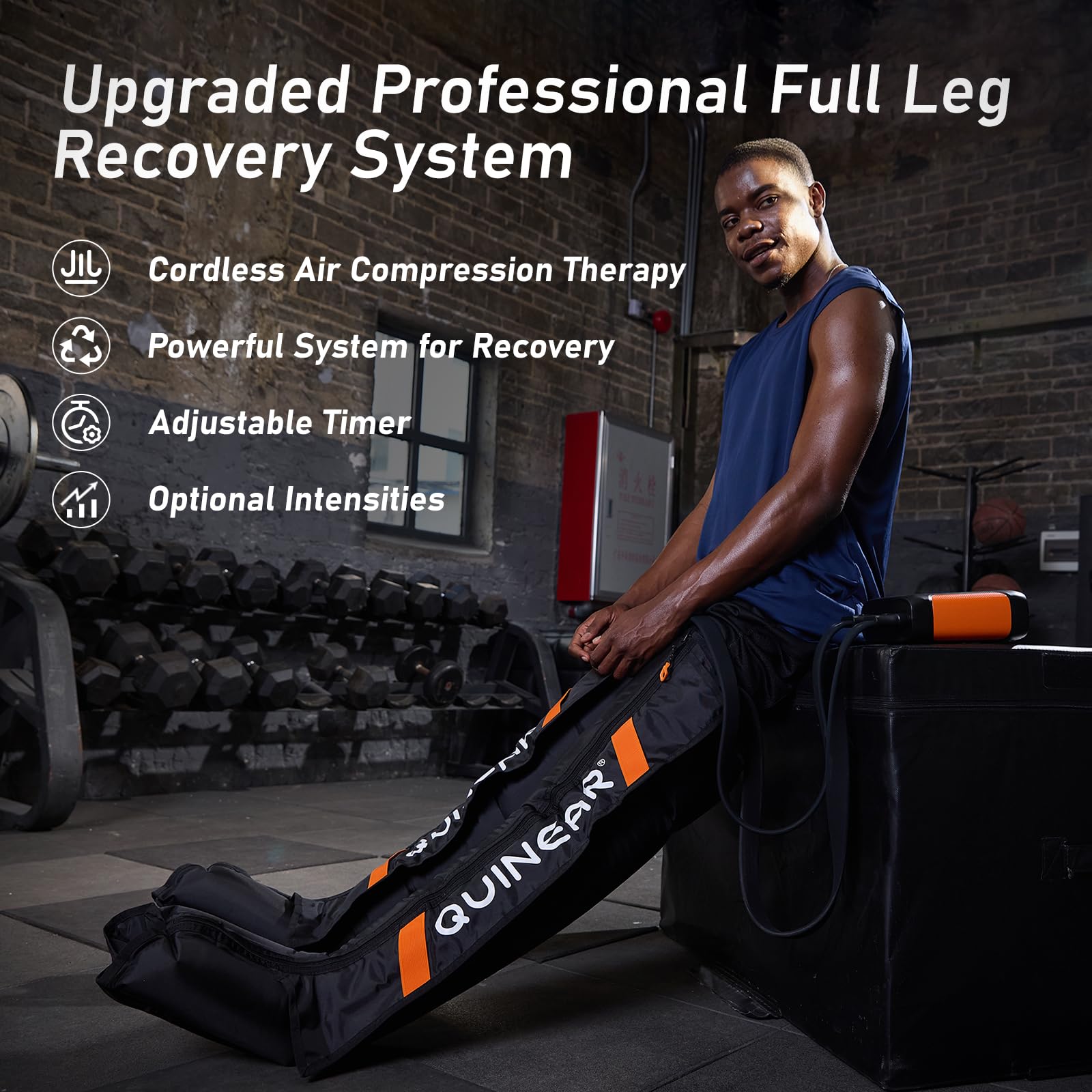 QUINEAR Professional Leg Recovery System, Cordless Air Compression Boots with Sequential Compression, Leg and Foot Massager, Fast Recovery Therapy for Athletes, FSA HSA Eligible (Small)