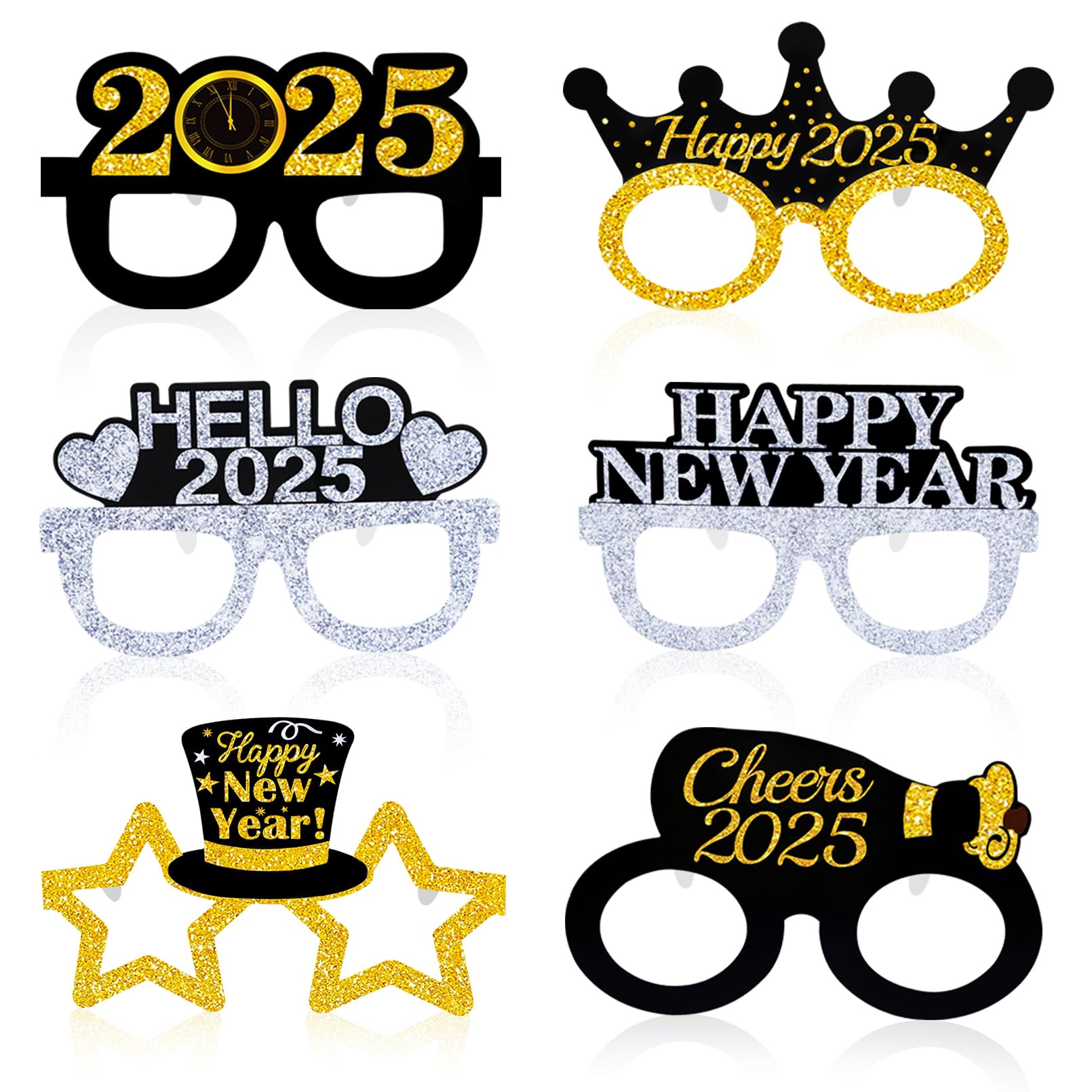 Malhaii 12Pcs Happy New Year Eyeglasses Decorations, 2025 New Year Party Glasses Party Favors for New Year's Eve Party Decorations Celebration Adults Kids, New Years Eve Party Supplies 2025