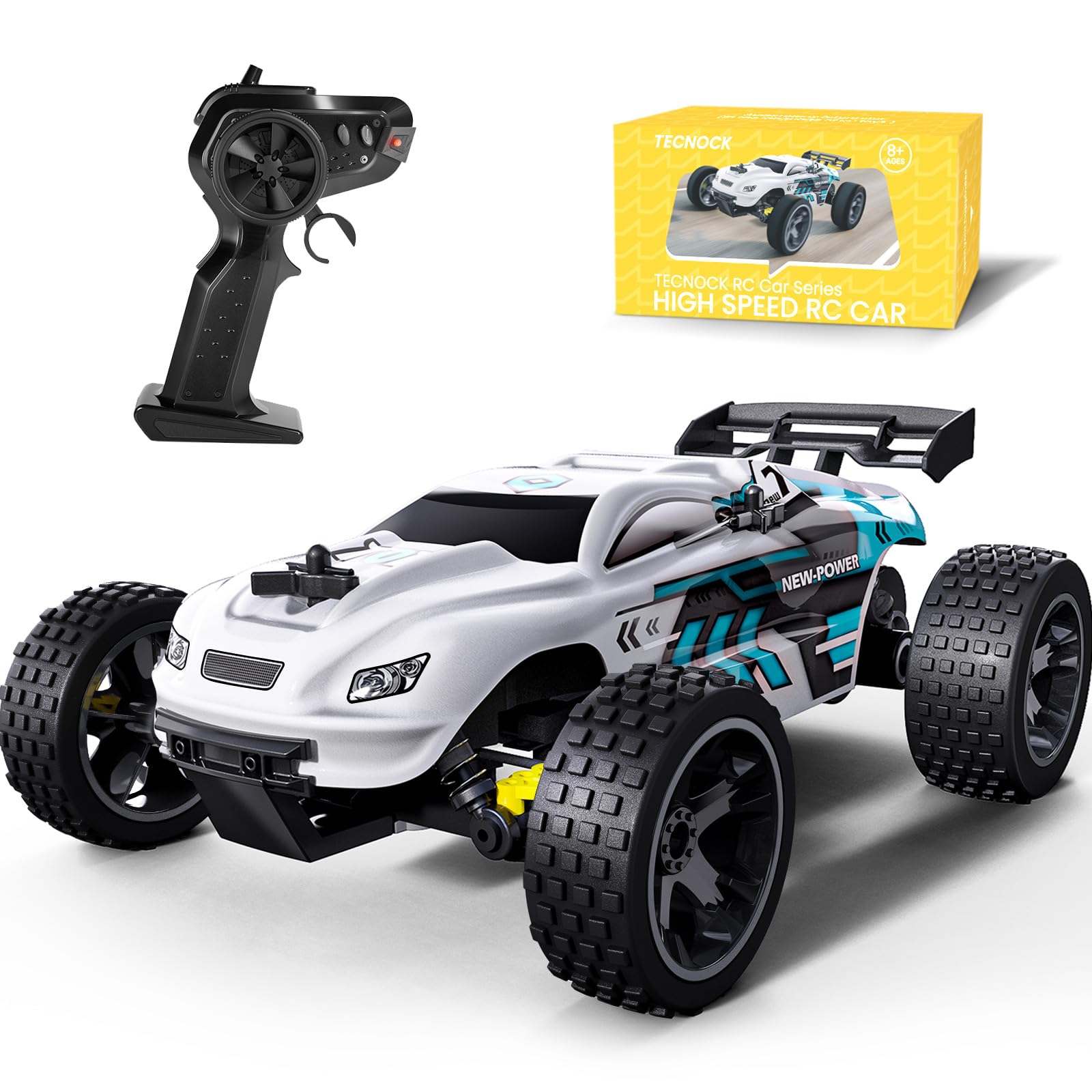 Tecnock RC Cars Remote Control Car for Kids, 1:18 Scale 20 KM/H 2WD Offroad Buggy, 2.4GHz RC Racing Car with 50-Min Playtime, Toys Gifts for Boys & Girls