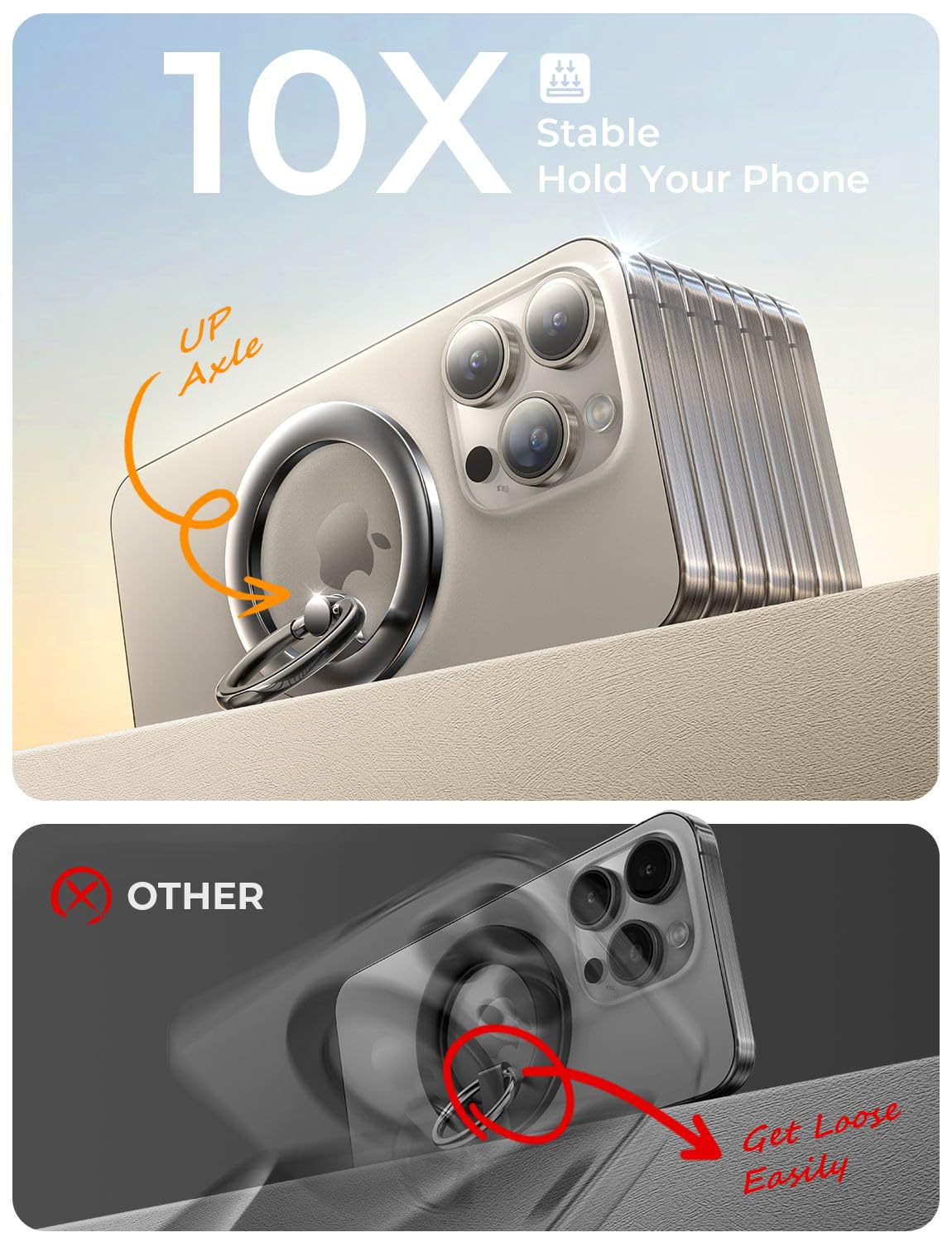 LISEN for MagSafe Phone Grip Holder 2025 Upgraded [360° Rotation & Strong Magnet] MagSafe Kickstand iPhone Magnetic Ring for Phone Case, Magnetic Phone Grip for iPhone 17 Pro Max Air 16/15/14/13/12