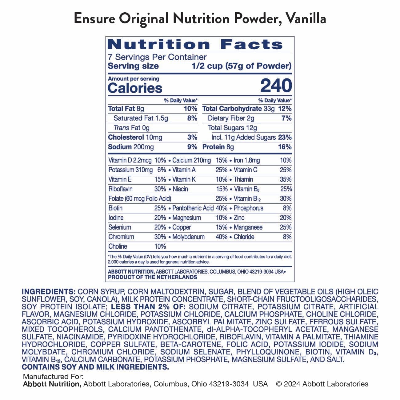 Ensure Original Vanilla Nutrition Powder 6 Cans