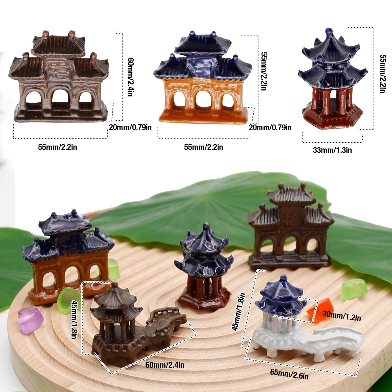 Hoypeyfiy 5Pcs Pagoda Statue Kit,Micro Landscape Ceramic Ornaments,for Miniature Garden Accessories,Decoration of Aquarium,Fish Tank Landscaping,Bonsai Decoration