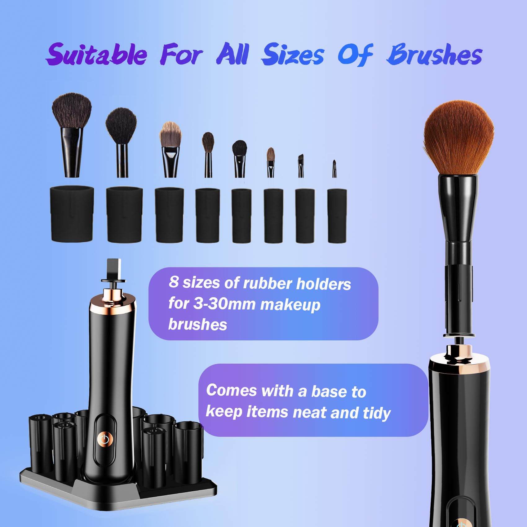 Makeup Brush Cleaner and Dryer Machine,Fast Electric Makeup Brush Cleaner Machine Automatic Brush Cleaner Spinner,Deep Cosmetic Brush Spinner for Brushes，Suit for Most Makeup Brush Sizes