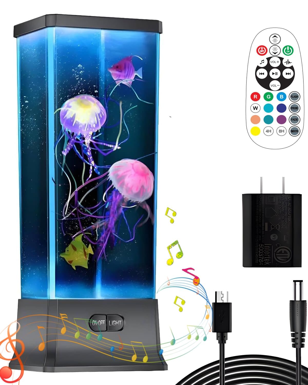 COLORLIFE Cool Electric Jellyfish Lamp with Bluetooth Speaker Music Gift for Boys Girls Adults Aquarium Tank Sensory Mood Night Light for Decorate Relax