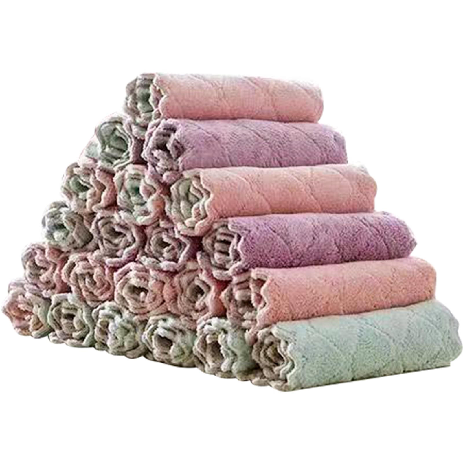 SAOYOAS 20 Pack Kitchen Towels Quick Dry Washcloths, Coral Velvet Dishtowels Multipurpose Reusable Cloths, Soft Tea Absorbent Cleaning Cloths Double-Sided Microfiber Lint Free Rags.