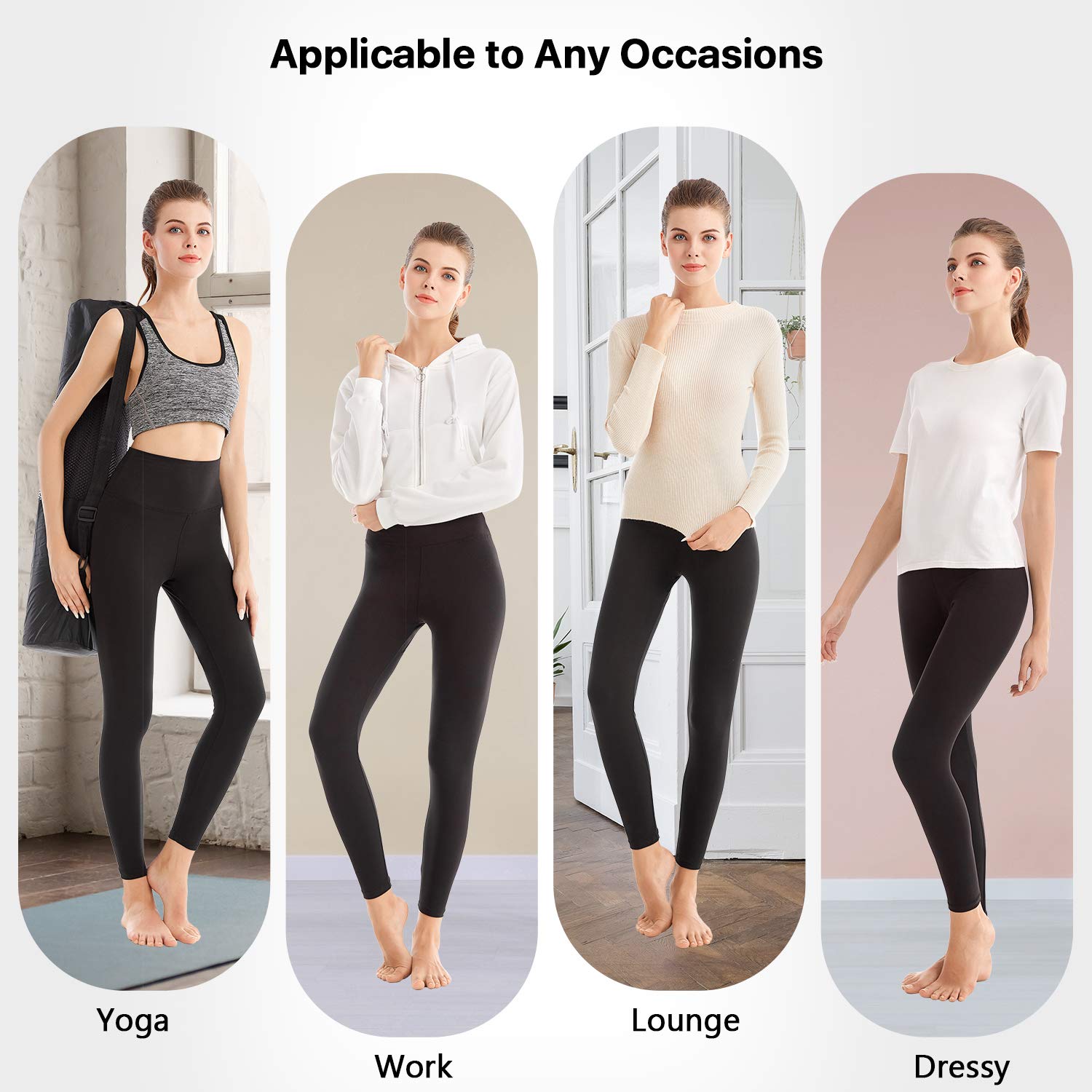 SINOPHANT High Waisted Leggings for Women - Full Length Capri Buttery Soft Yoga Pants for Workout Athletic(Full Black,L-XL)