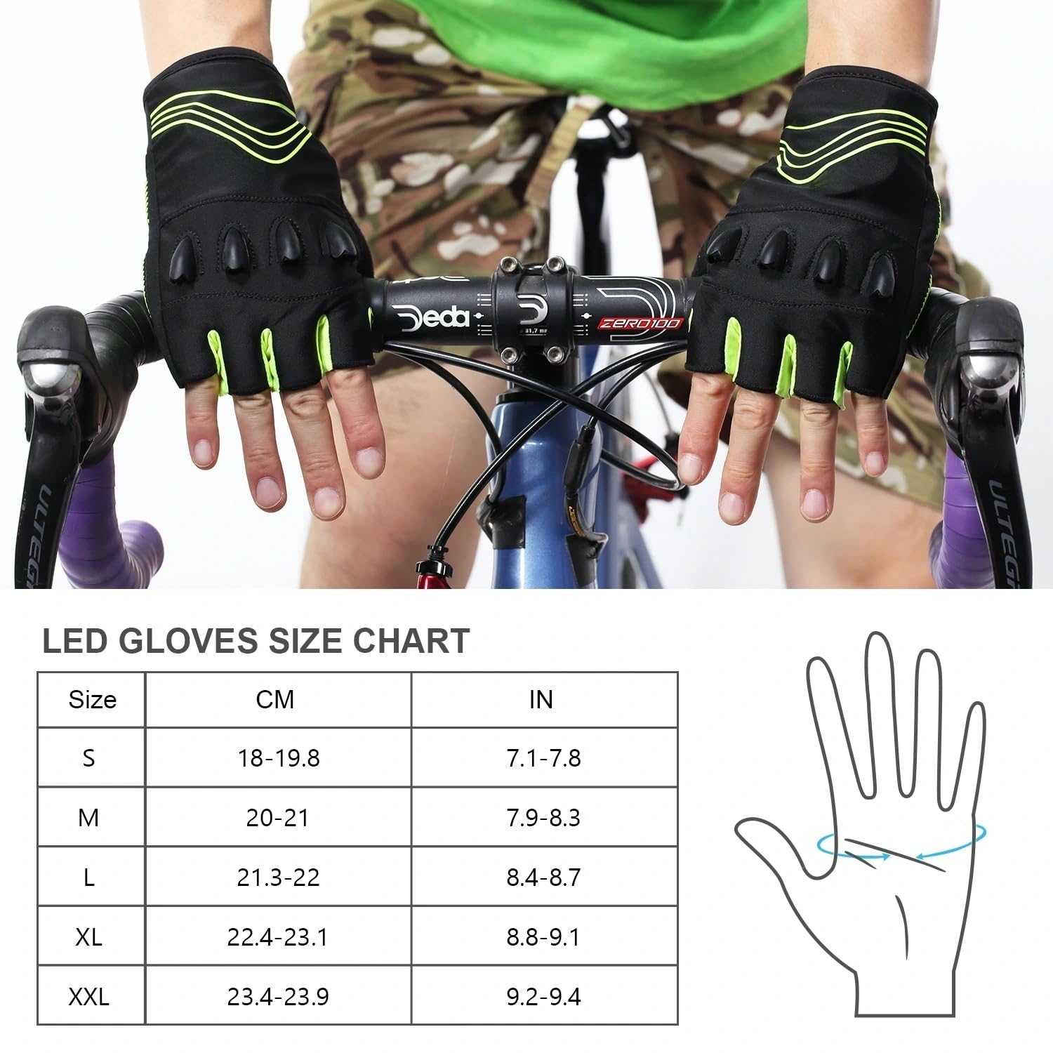 Rechargeable 4 LED Flashlight Cycling Gloves Hands Free Led Flashlight for Running Walking Fishing Riding Safety Gloves Solid Quality Comfortable Fits Bicycle Flashlight Gloves for Men Gifts