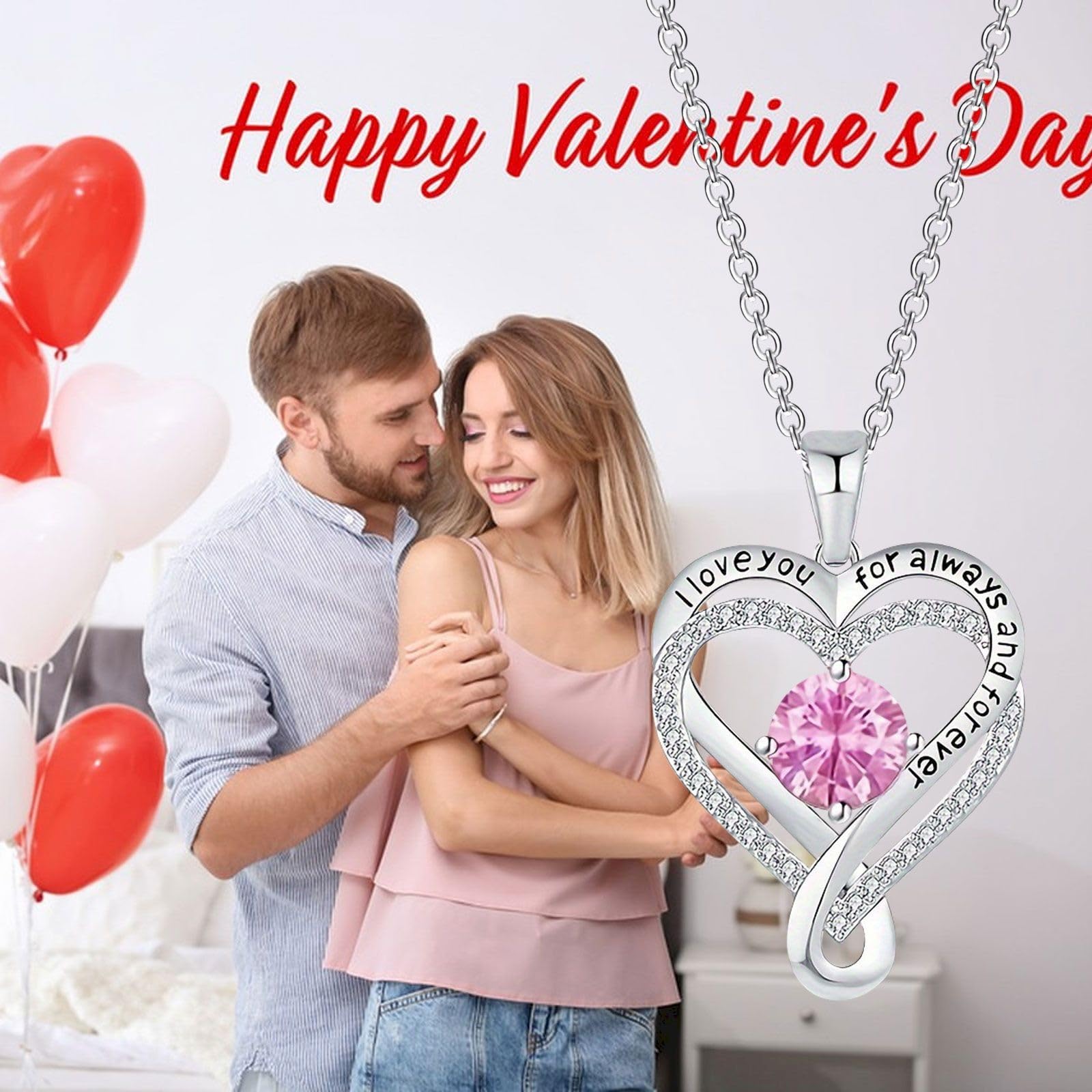 Open Box Deals Clearance in Warehouse Returns Womens Crystal Heart Infinity Necklace 925 Sterling Silver Dainty Rhinestone Pendant Hollow Chain Valentines Birthday Gift Prime of Deals