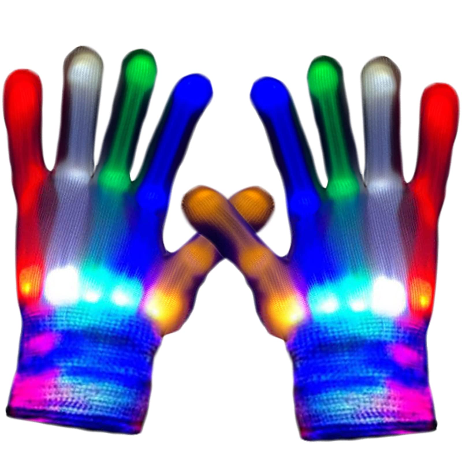 DALEDWN Led Gloves 5 Colors 6 Modes Light up Gloves Rave Gloves Finger Light Flashing Gloves Cool Fun Toys (M)