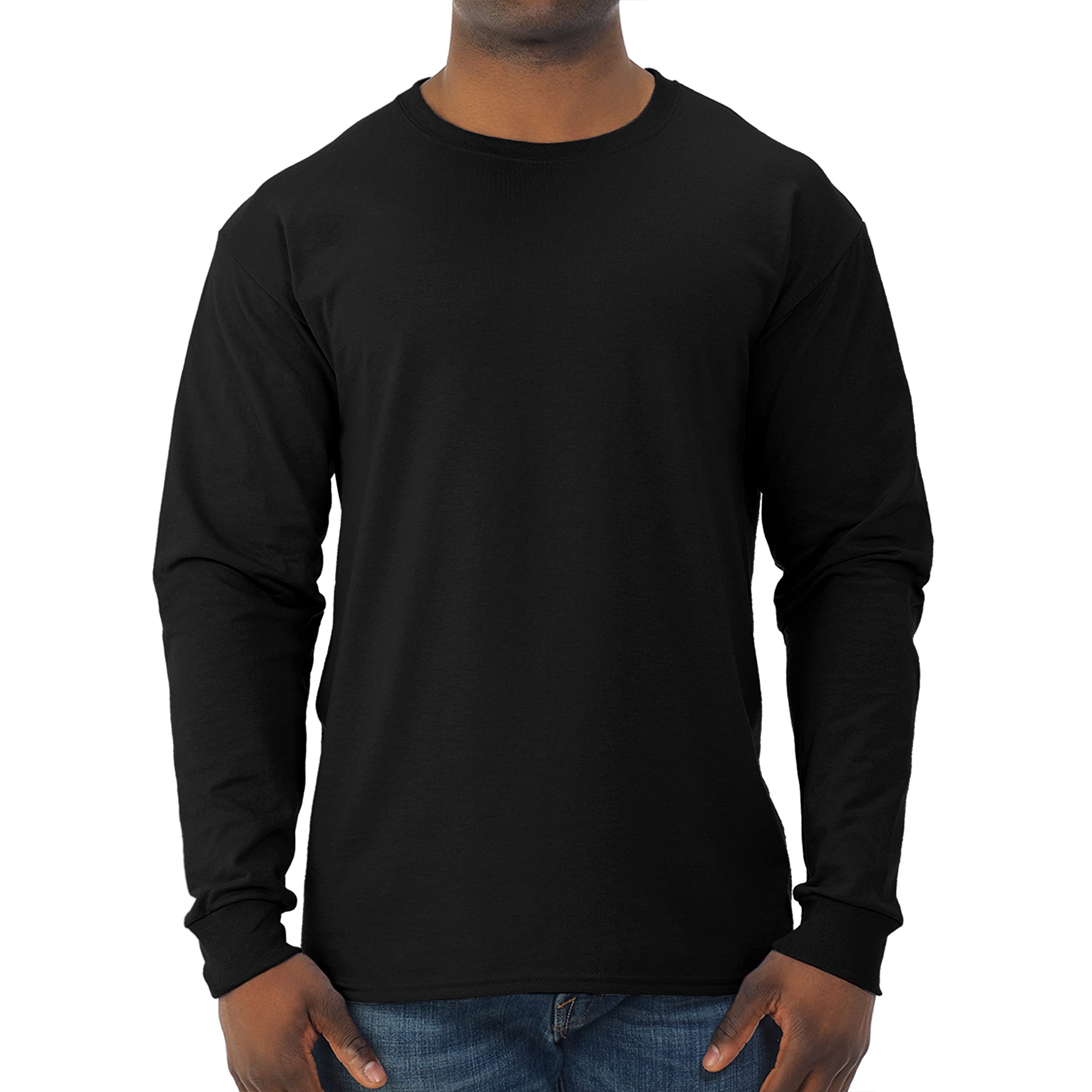 Jerzees Mens Dri-Power Long Sleeve T-Shirt T Shirt, Black, Small US