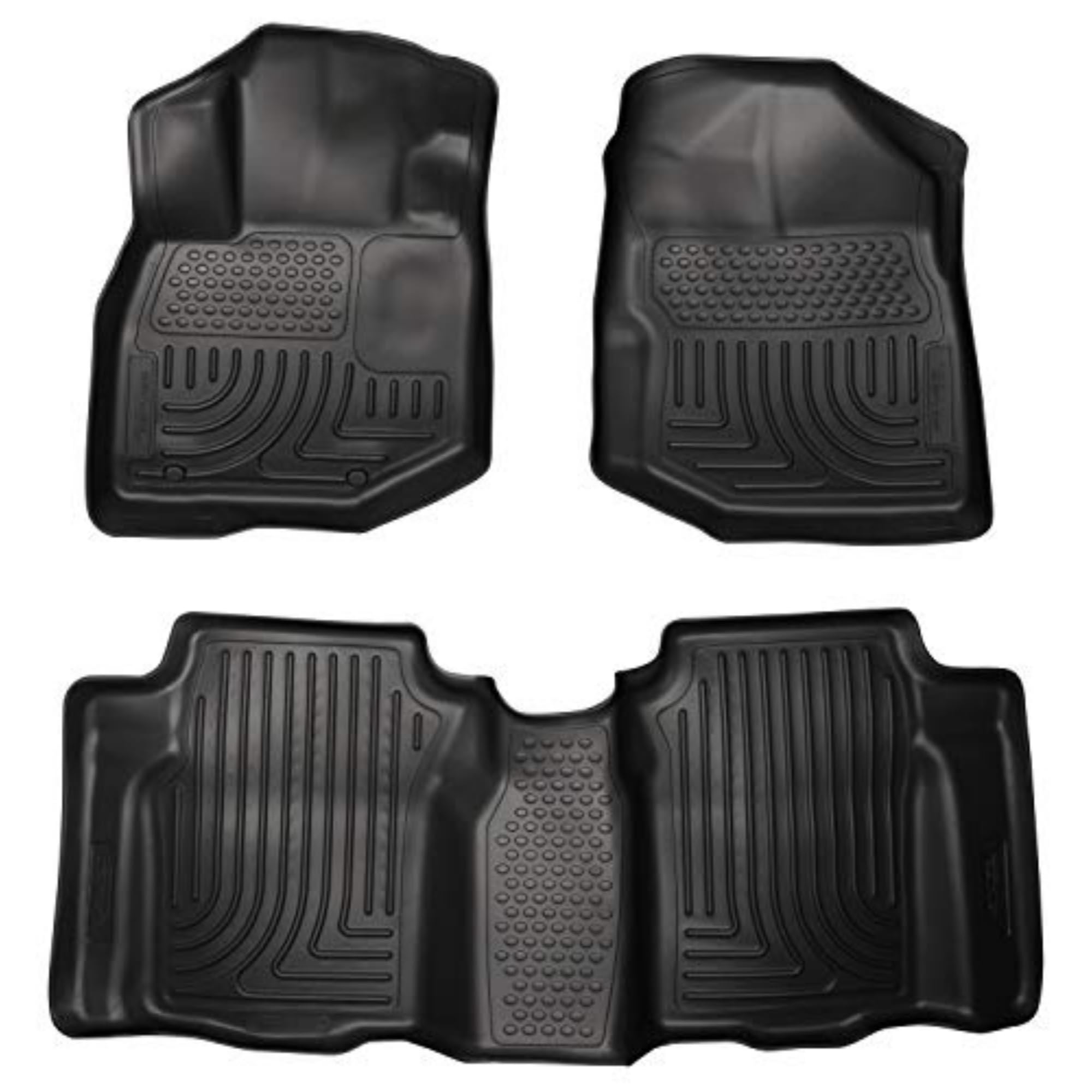Husky Liners Weatherbeater Floor Mats | Fits 2009-2013 Honda Fit | Front & 2nd Row, 3-pc Black - 98491