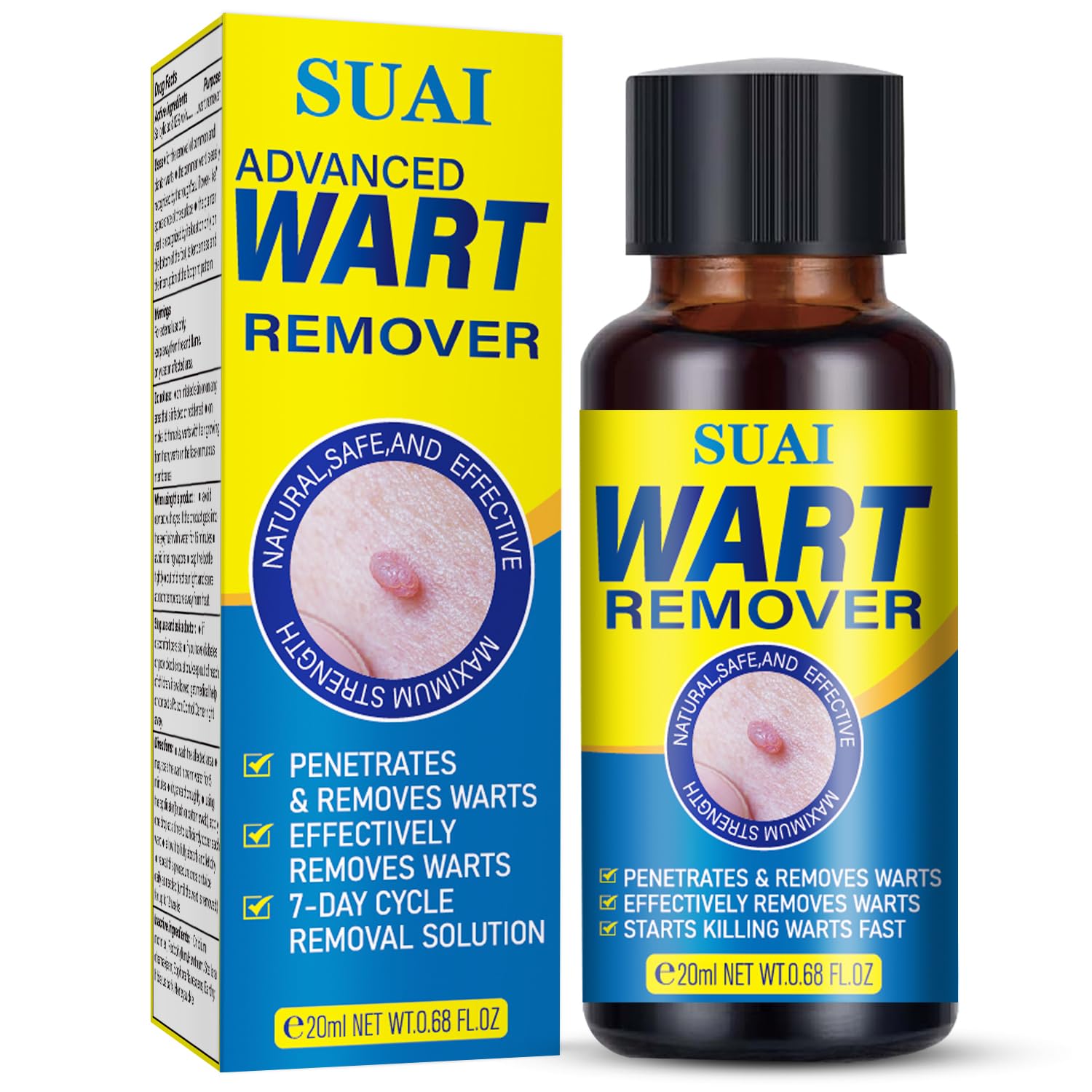 Fast-Acting Wart Remover, Skin Tag Removal with Salicylic Acid Wart Removal for Women Men, Wart Freeze Off for Plantar Wart,Flat Wart, Common Wart, Corn,H Warts, Callus 20ml