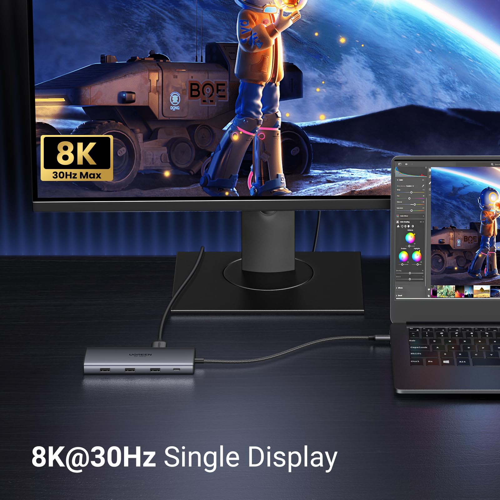 UGREEN Revodok Pro 210 Laptop Docking Station 10 in 1 USB C Dock Dual HDMI 4K@60Hz Single 8K@30Hz USB A and USB C Data Port 100W PD 1Gbps Ethernet, SD/TF Card Reader for Dell XPS Thinkpad