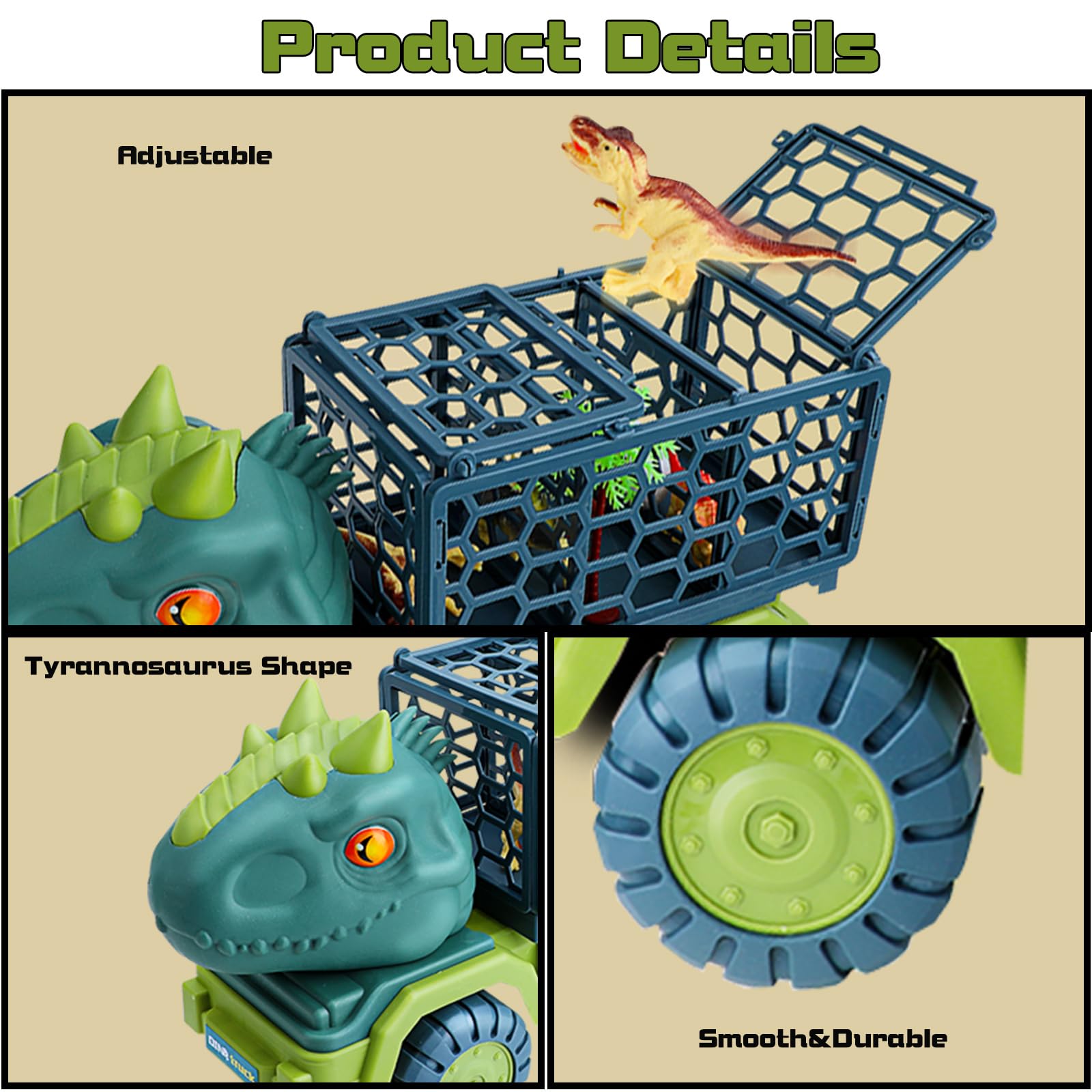 Hummigoo Dinosaur Truck Toys for Kids 3-5, Tyrannosaurus Transport Car Truck with 15 Dino Figures, Play Mat & Trees, Eggs, Dinosaur Play Set for Boys and Girls 3 4 5 6 7 8 Years Old