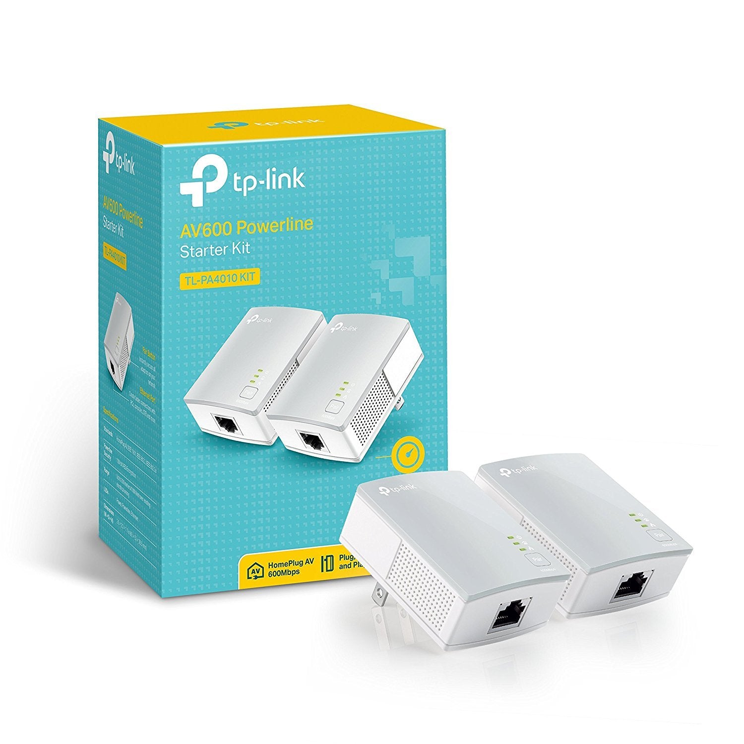 TP-Link AV600 Powerline Ethernet Adapter - Plug&Play, Power Saving, Nano Powerline Adapter, Expand Home Network with Stable Connections (TL-PA4010 KIT)