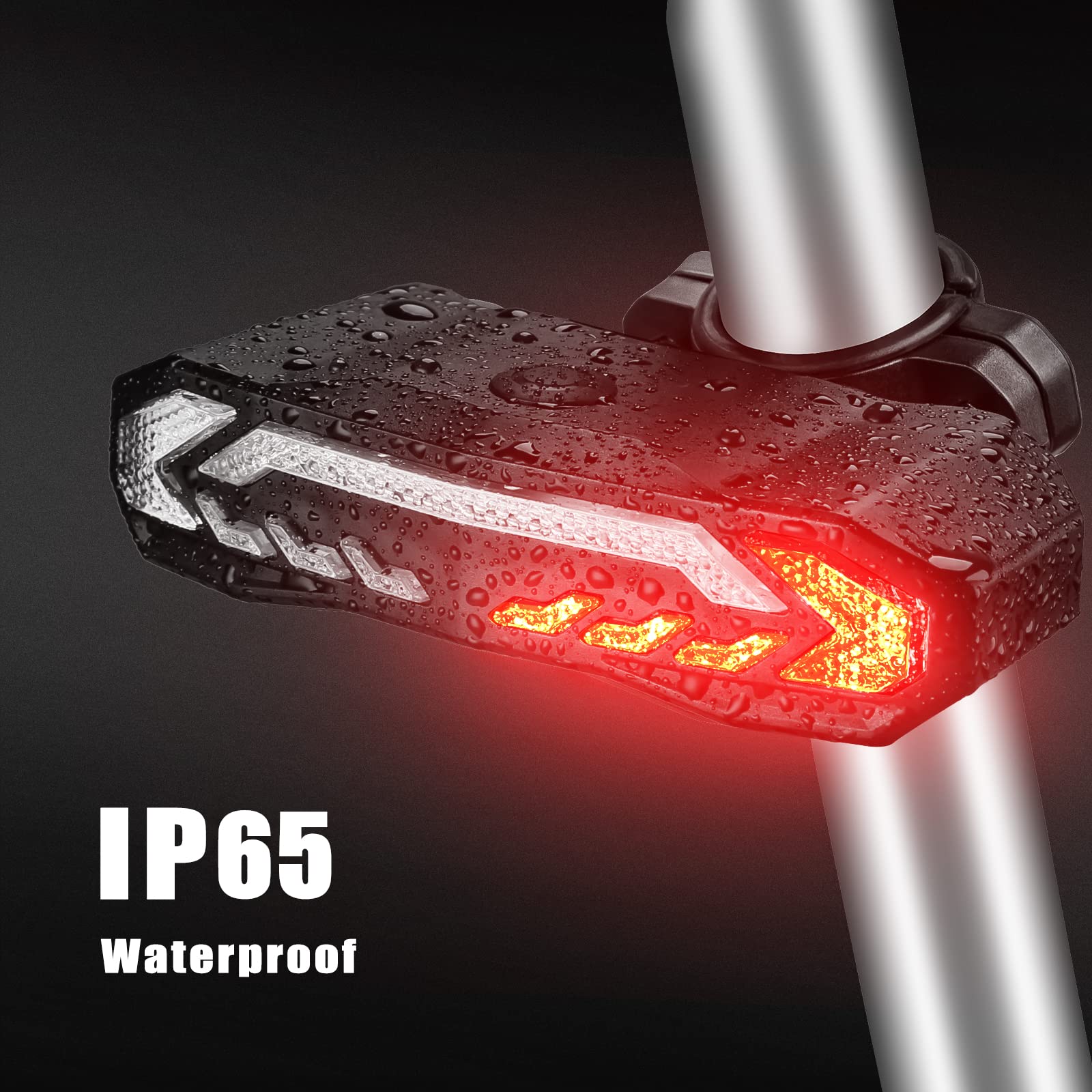 WSDCAM Smart Bike Tail Light with Turn Signals and Rear Brake Light, Bike Alarm Horn with Remote, Auto ON/Off Rechargeable Waterproof