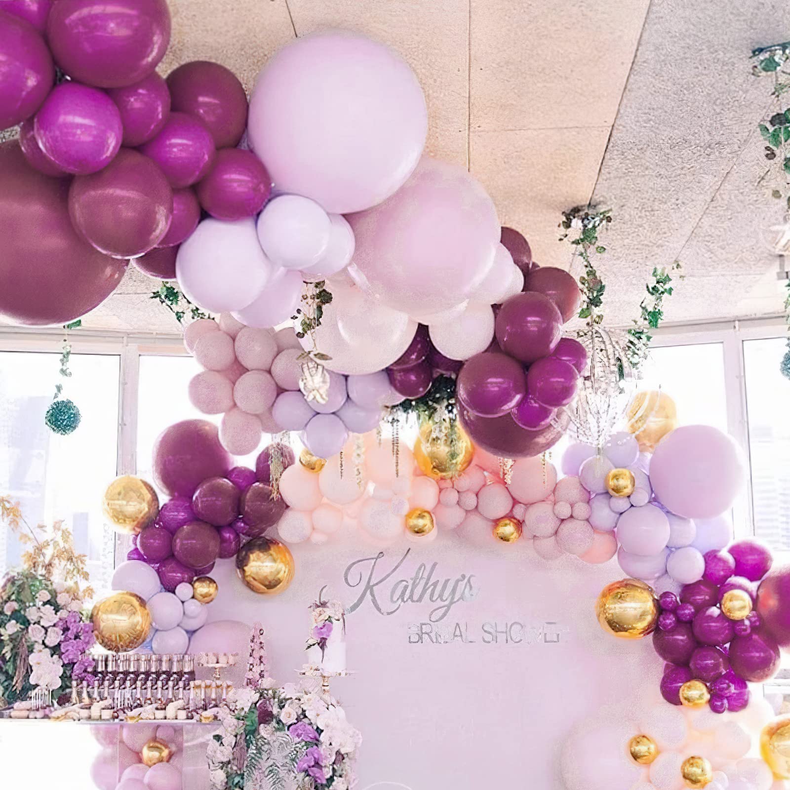 PartyWoo 140 pcs Burgundy & Pink Balloon Garland Kit, Burgundy, Gold, Pastel Pink Balloons for Balloon Garland Arch Kit, Birthday Party, Baby Shower, Wedding