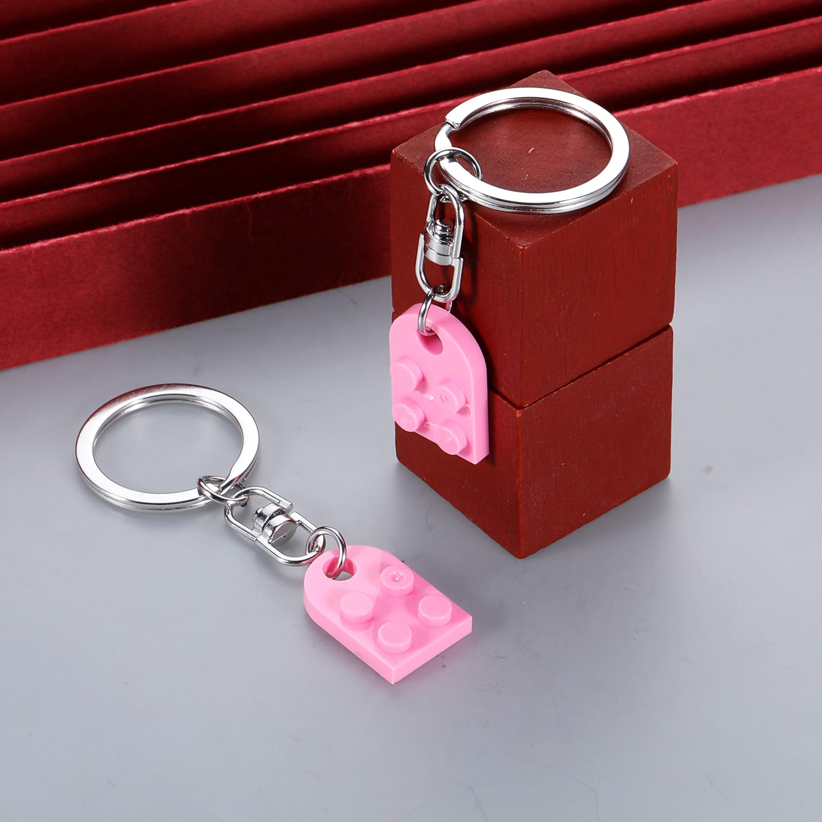 VANLOVEMAC Couples Matching Stuff Gifts for Girlfriend Boyfriend Cute Gifts for Women Friends Sister Christmas Valentines Day Birthday Gifts for Him Her Teen Girls Pink Heart Brick Keychain