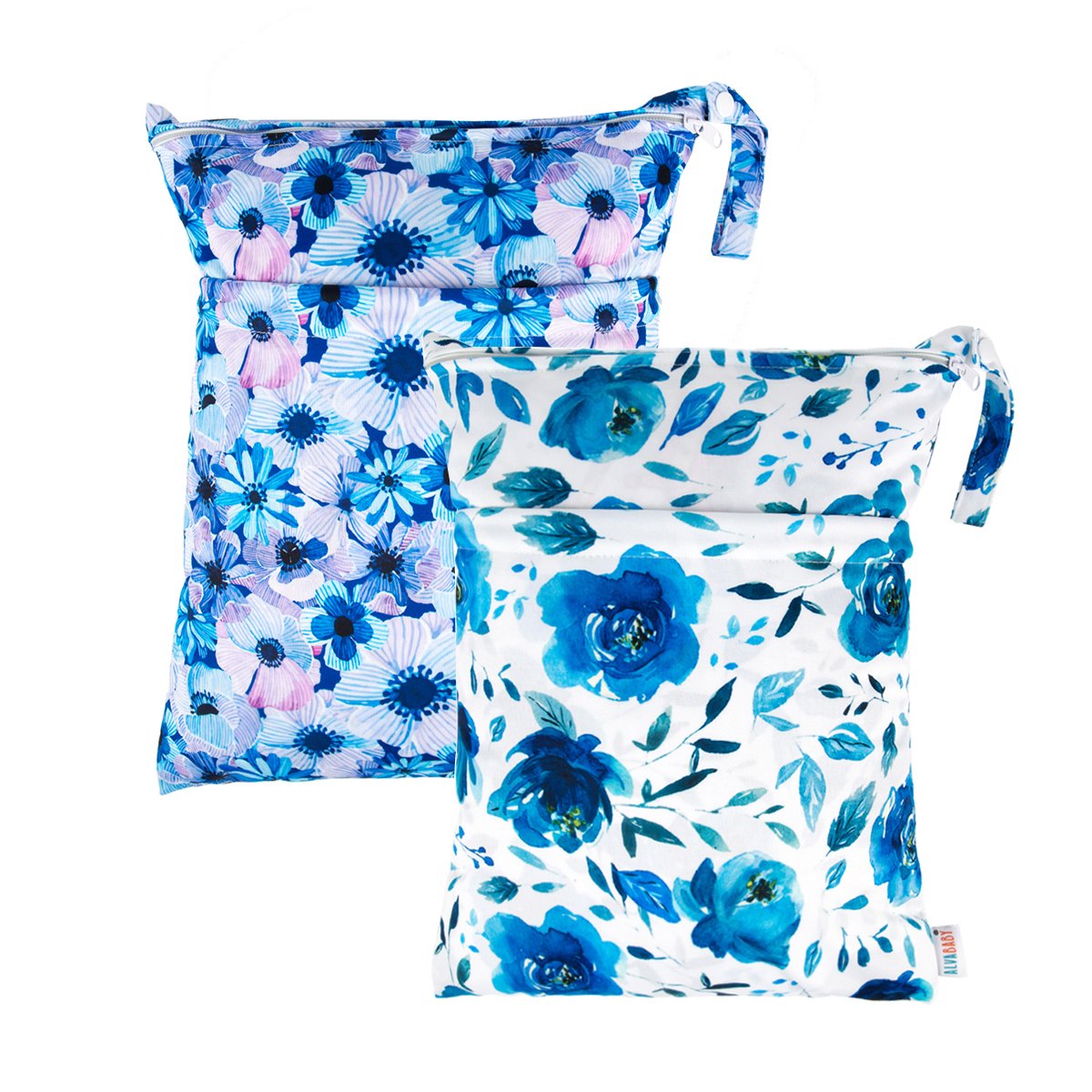 ALVA ALVABABY 2pcs Cloth Diaper Wet Dry Bags Waterproof Reusable with Two Zippered Pockets Travel Beach Pool Daycare Soiled Baby Items Yoga Gym Bag for Swimsuits or Wet Clothes L41104