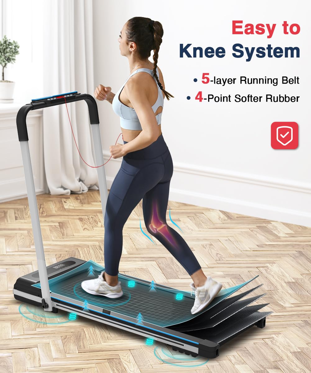 REDLIRO Under Desk Treadmill 2 in 1 Walking Pad, Portable, Folding, Electric, Motorized, Walking and Jogging Machine with Remote Control for Home and Office Workout