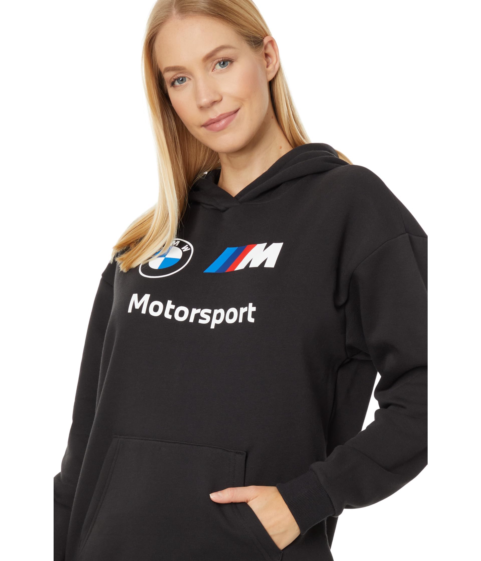 PUMA Women's BMW M Motorsport Essentials Logo Fleece Hoodie, Black, X-Large