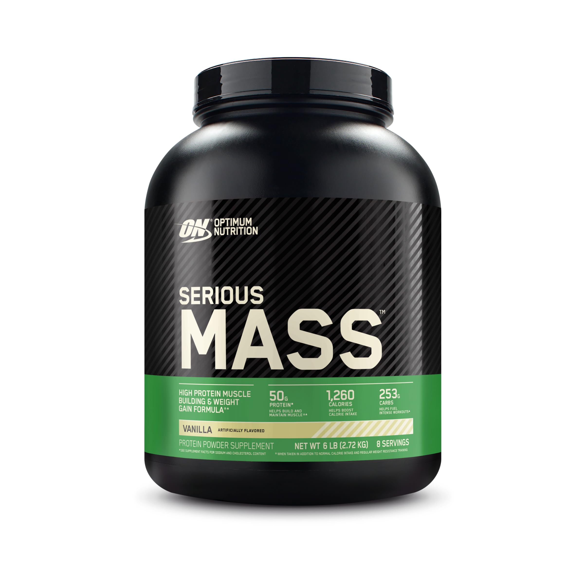 Optimum Nutrition Serious Mass, Weight Gainer Protein Powder, Mass Gainer, Vitamin C and Zinc for Immune Support, Creatine, Vanilla, 6 Pound (Packaging May Vary)