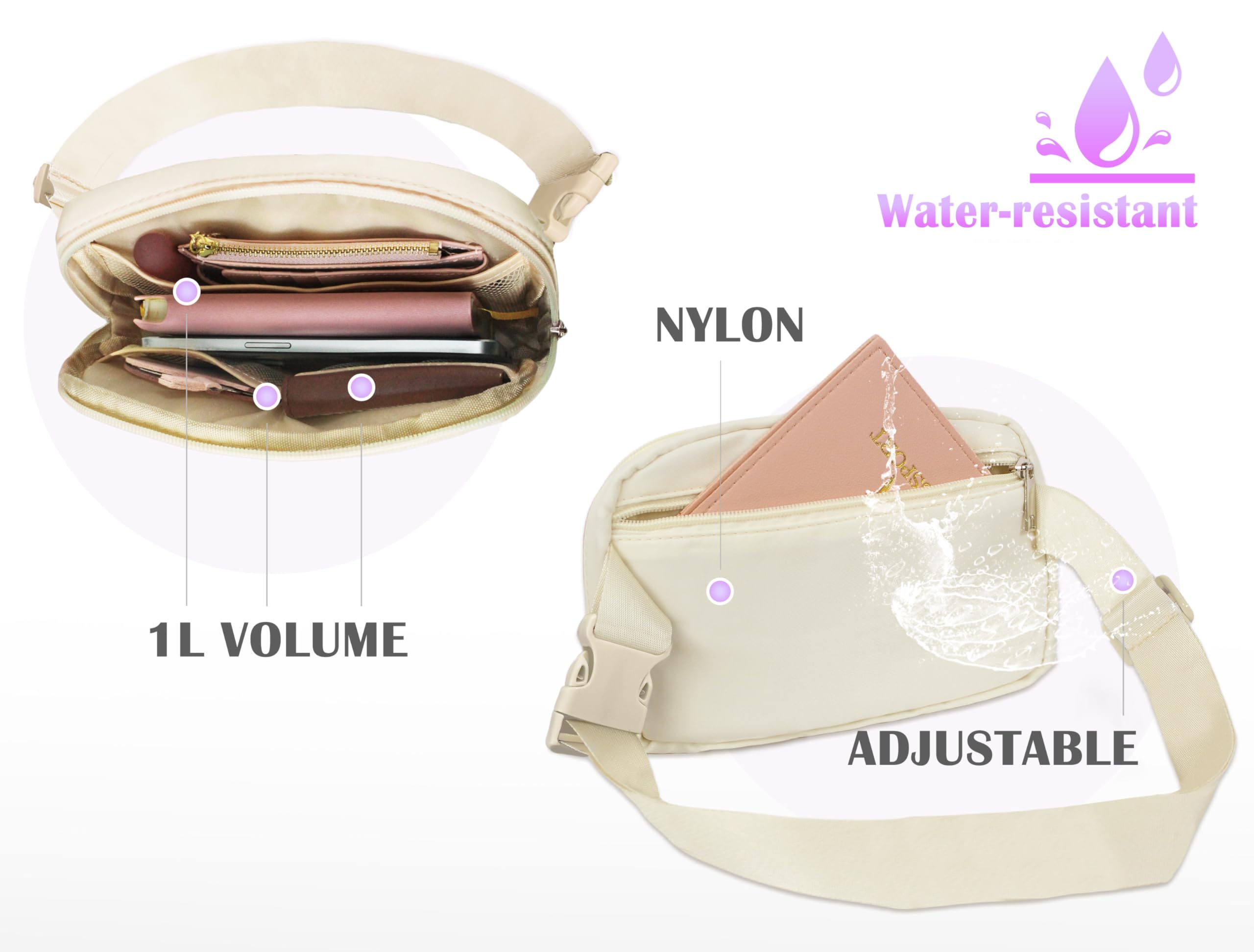 COSHAYSOO Waist Fanny Pack Belt Bag Crossbody Initial Letter for 7 8 9 10 11 12 Year Old Teen Girl Gifts Trendy Stuff Cross Body Purse Travel Essentials Unique Valentines Birthday Gift Idea Ivory M