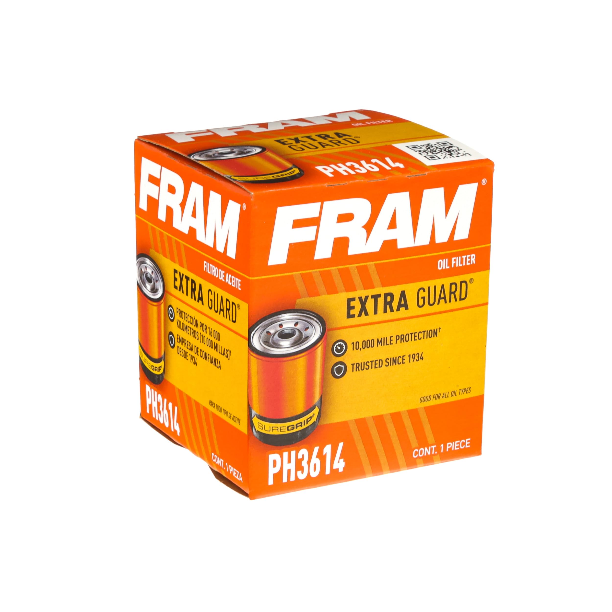 FRAM Extra Guard PH3614, 10K Mile Change Interval Spin-On Oil Filter