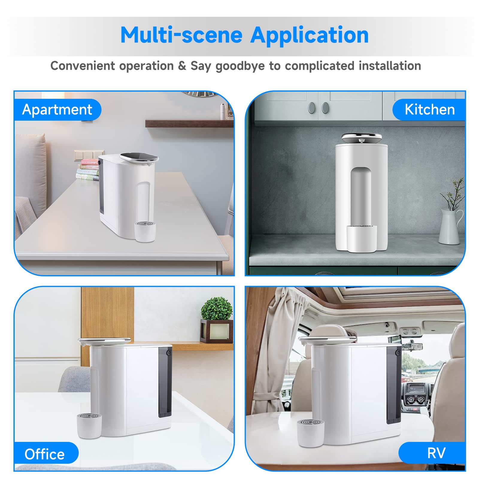 RO Water Filtration System with Instant Hot Water Dispenser, Large Tank, Adjustable Temperatures, Efficient Drainage, and High-Temperature Safety Lock, White