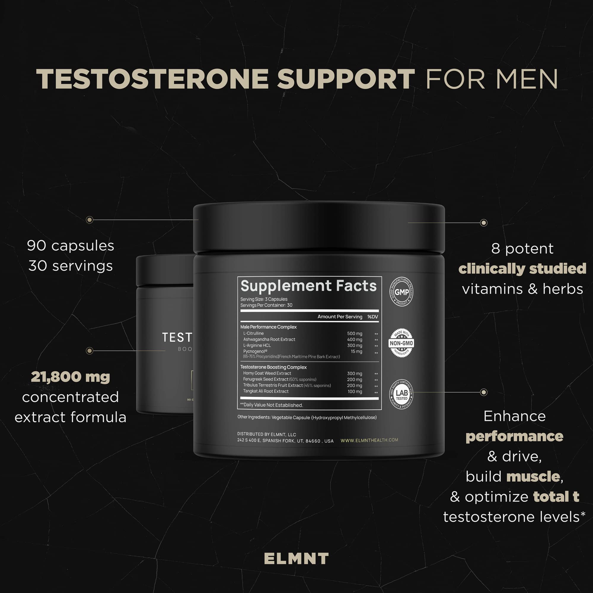 21,800mg Testosterone Booster for Men 8X Strength w. Ashwagandha, Tongkat Ali, Pycnogenol, Tribulus - Total T Male Enhancing Test Libido Booster + Muscle Builder Growth Testosterone Supplement for Men