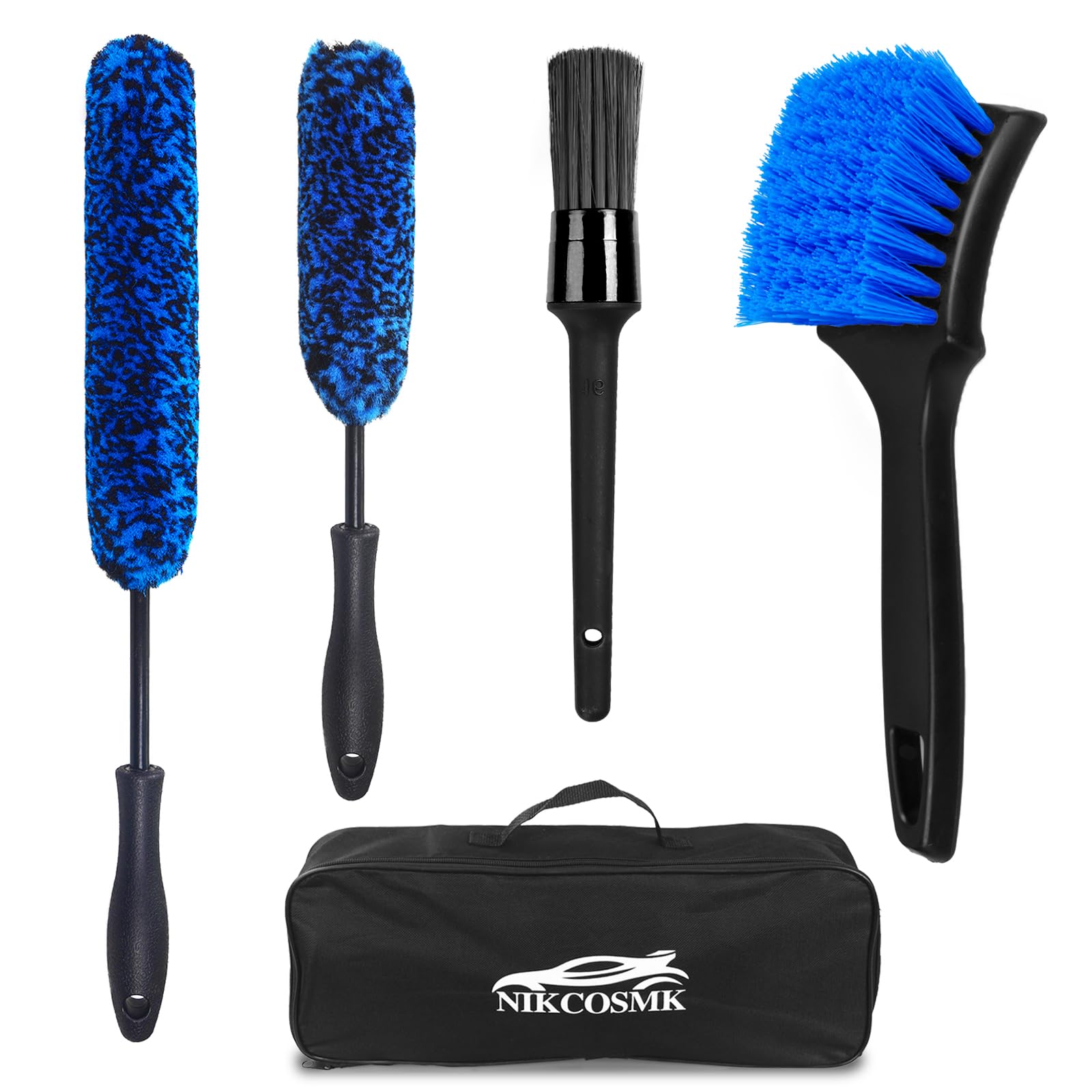 NIKCOSMK Wheel Brush, Wheel & Rim Cleaner Brush, Tire Brush, Wheel Cleaning Brush, Bendable & Durable Car Wheel Brush Set, Car Detailing Brushes, Wheel Brushes for Cleaning Wheels