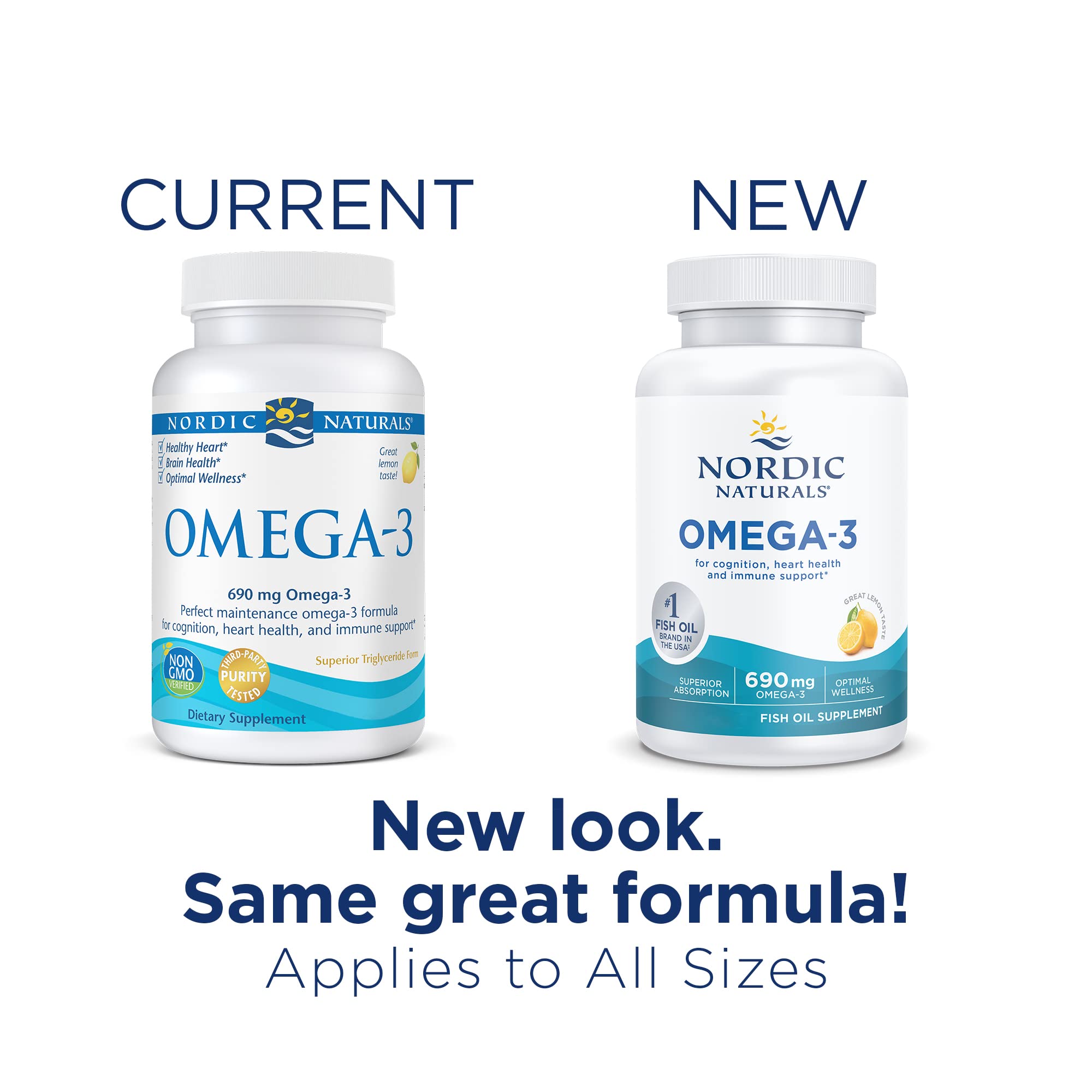 Nordic Naturals Omega-3, Lemon Flavor - 120 Soft Gels - 690 mg Omega-3 - Fish Oil - EPA & DHA - Immune Support, Brain & Heart Health, Optimal Wellness - Non-GMO - 60 Servings