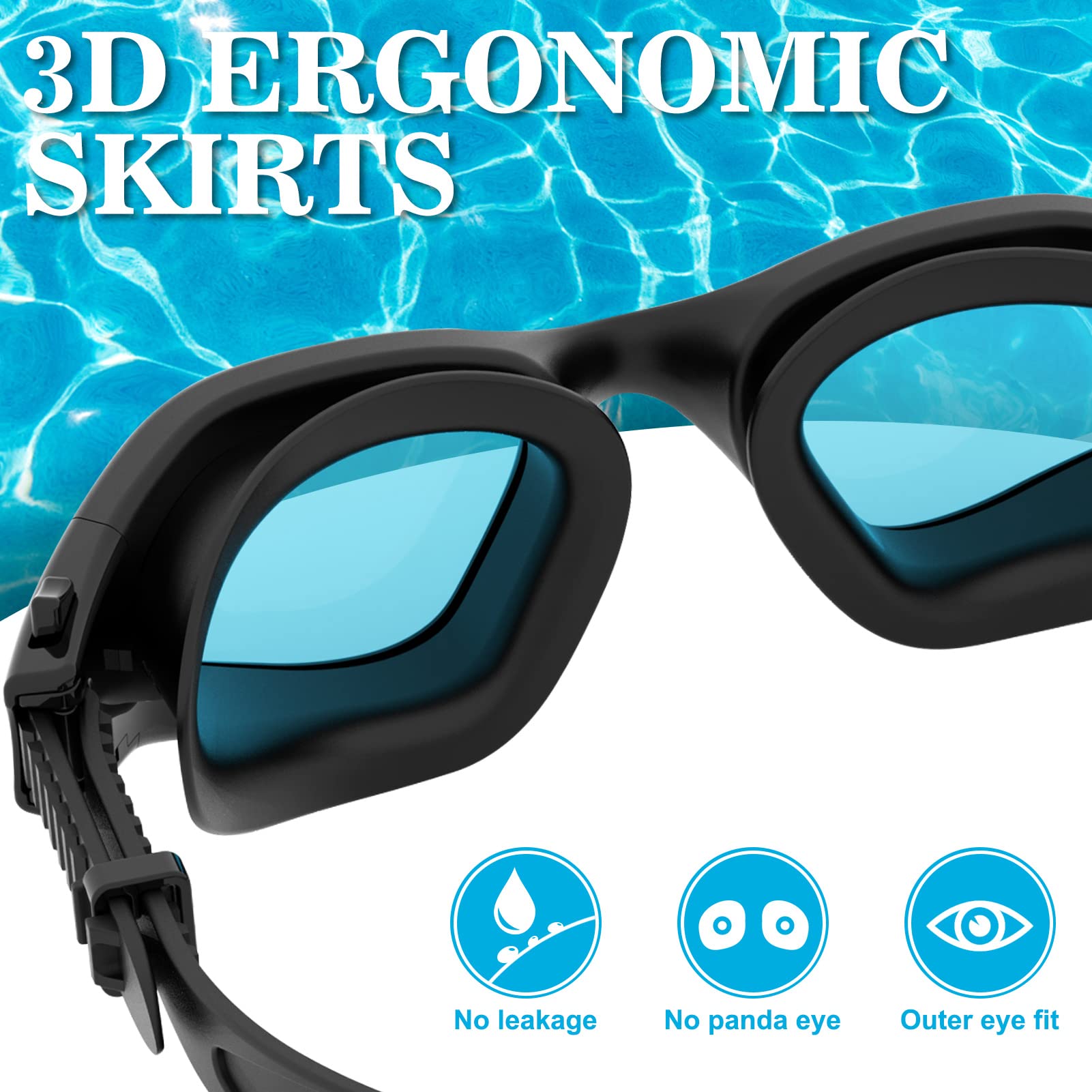 WIN.MAX Polarized Swimming Goggles Swim Pool Goggles Anti Fog Anti UV No Leakage Clear Vision for Men Women Adults Teenagers