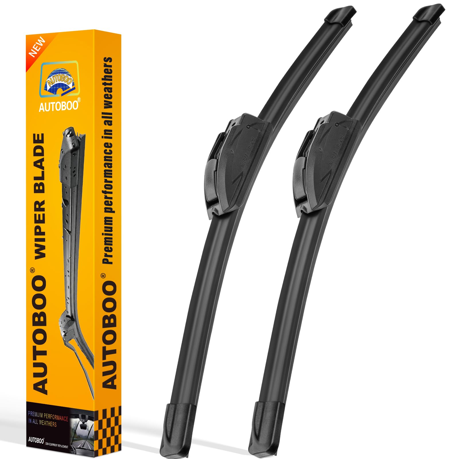 AUTOBOO 22" and 22" Windshield Wipers Blades (Pack Of 2),OEM Quality Premium All-Seasons Wiper blades,Stable and Quiet Armor wiper blades