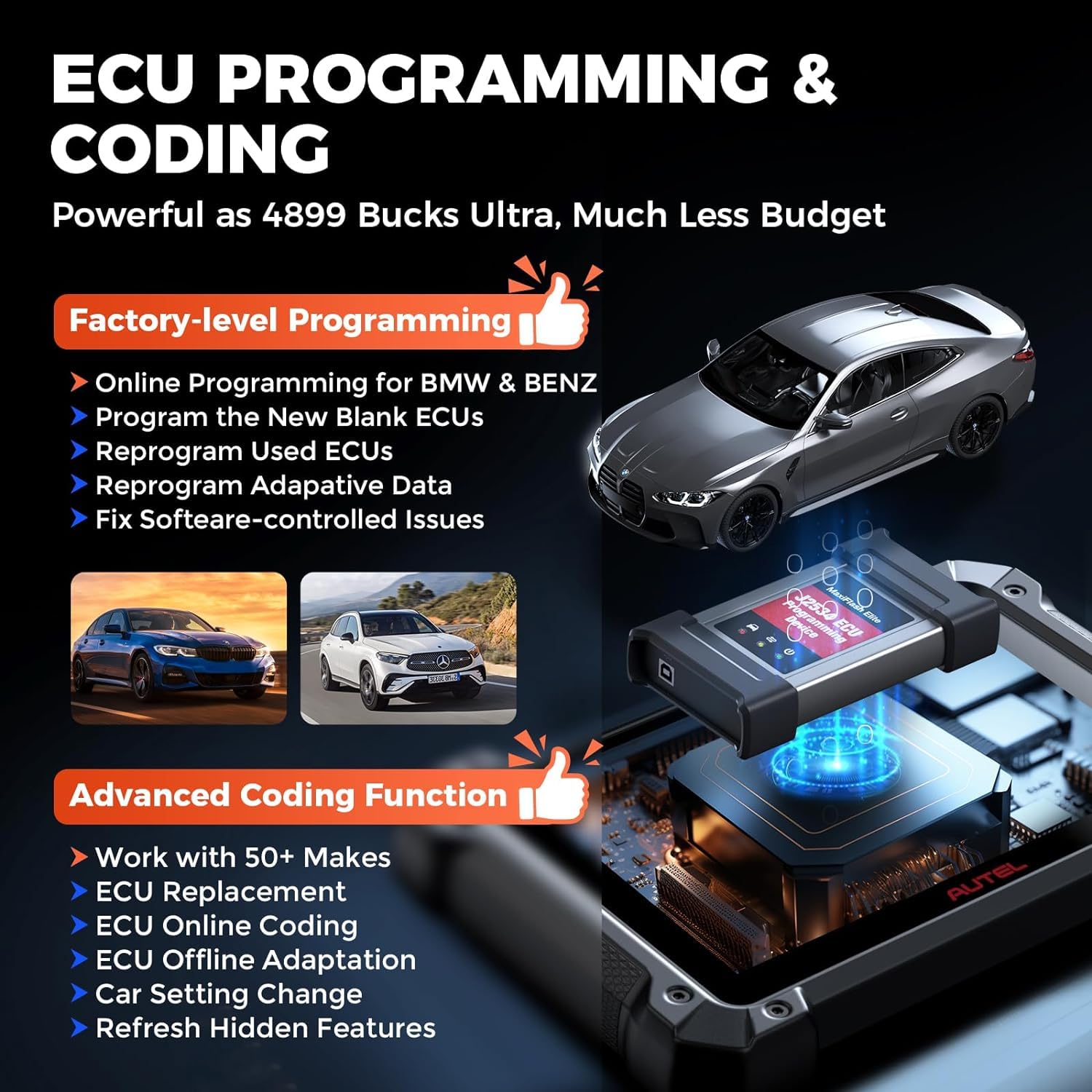 Autel MaxiCOM MK908 Pro II MK908P II: 2025 J2534 Reprogramming Tool as Elite II PRO, MSUltra MS919, 38+ Service, Bidirectional, Level-Up of MS908S Pro Elite with J2534 Pass-Thru, AutoScan 2.0, OS 10