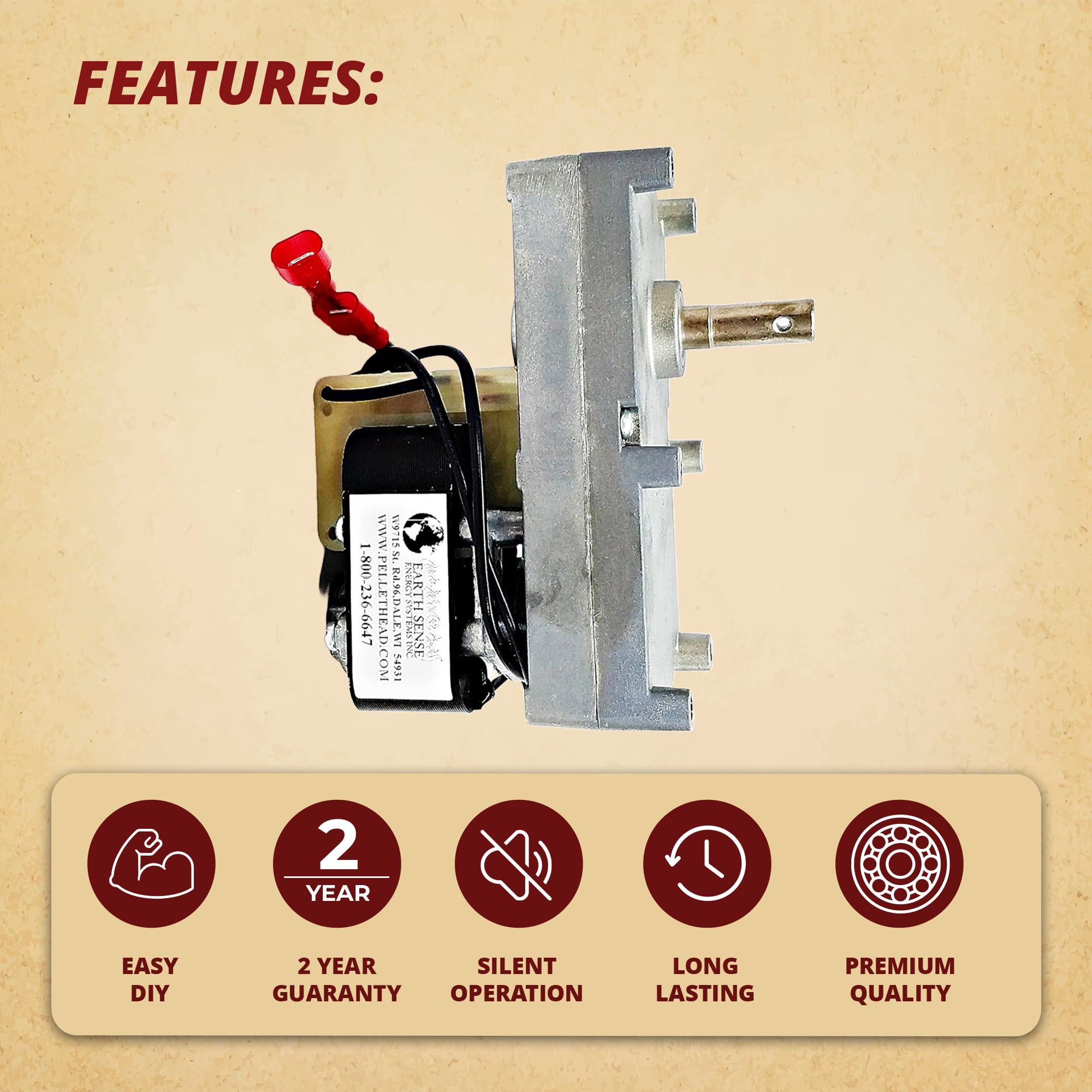 King Ashley 80488 Auger Feed Motor Fits 5500 5502 5510 AP 5770 AP5790 American Harvest 6033 6035 6037 6039 6041 Vogelzang VG5790 VG5770 1 RPM W/Hole Counter Clockwise 80457