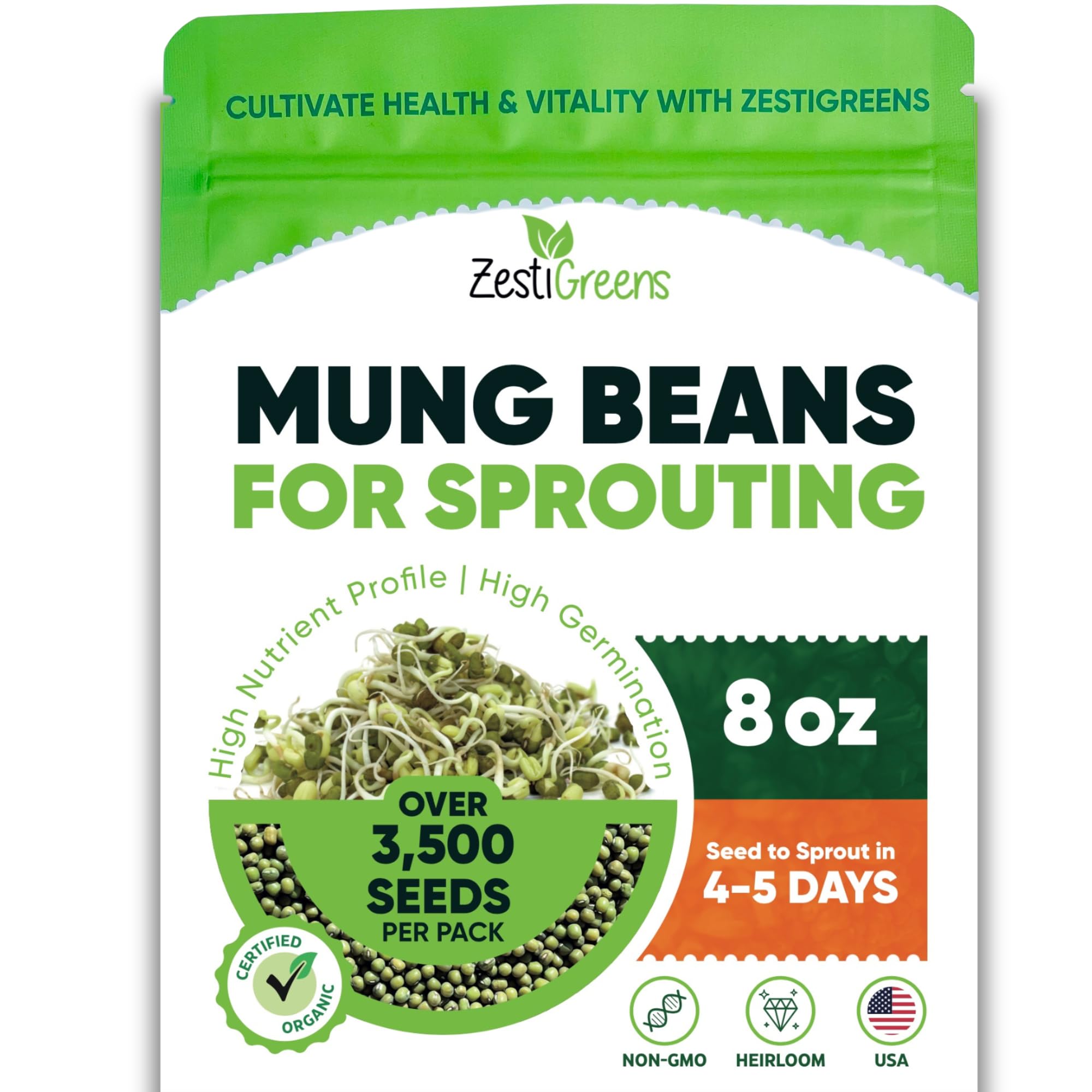 Premium Sprouts Growing Kit & Green Onion Regrower with 2 Mason Jars & Superior Sprout lids, Premium USA Alfalfa Seeds and Premium Mung Bean Sprouting Seeds