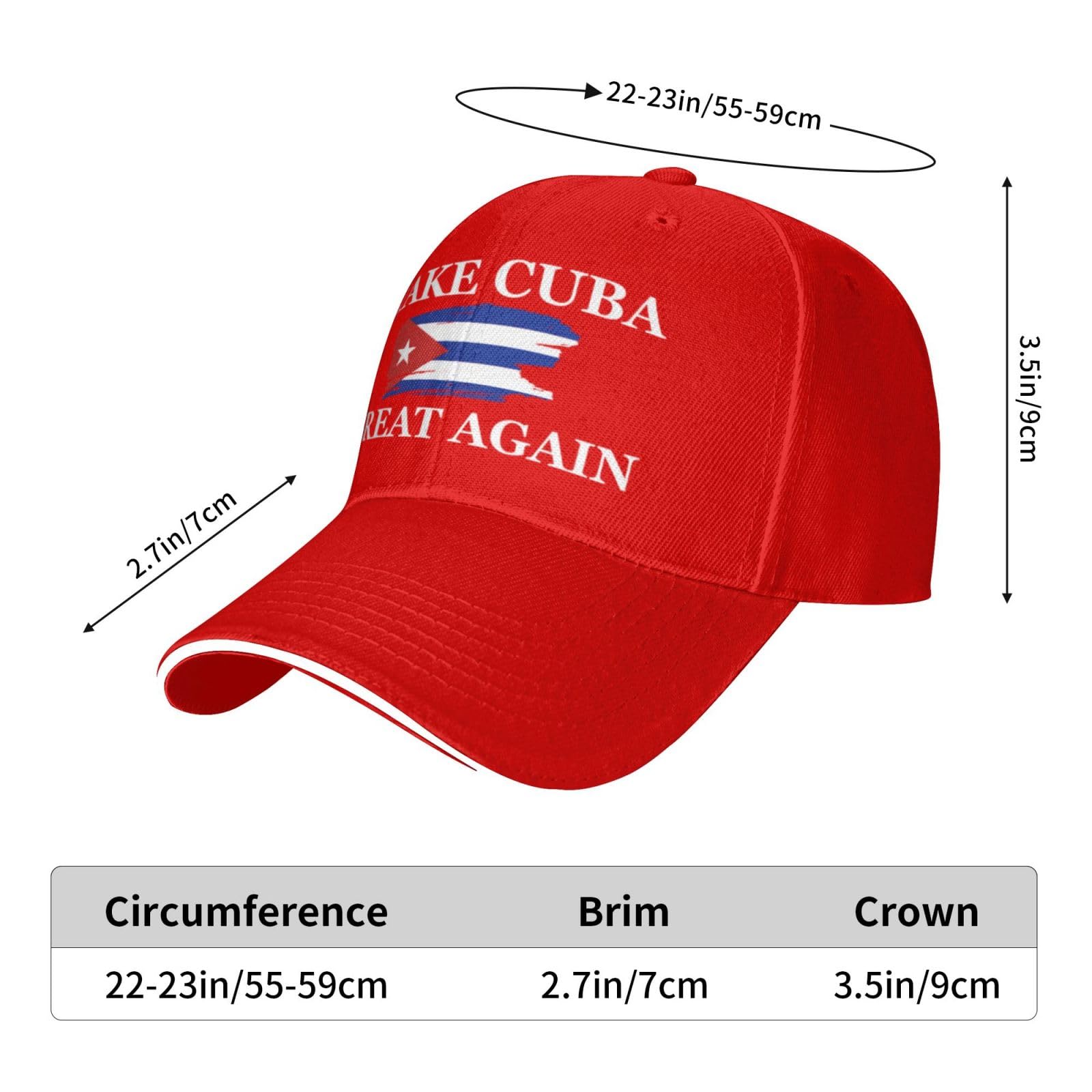 Make Cuba Great Again Hat Adjustable Cuban Hats for Men Red Cap Mens Baseball Hats for Women