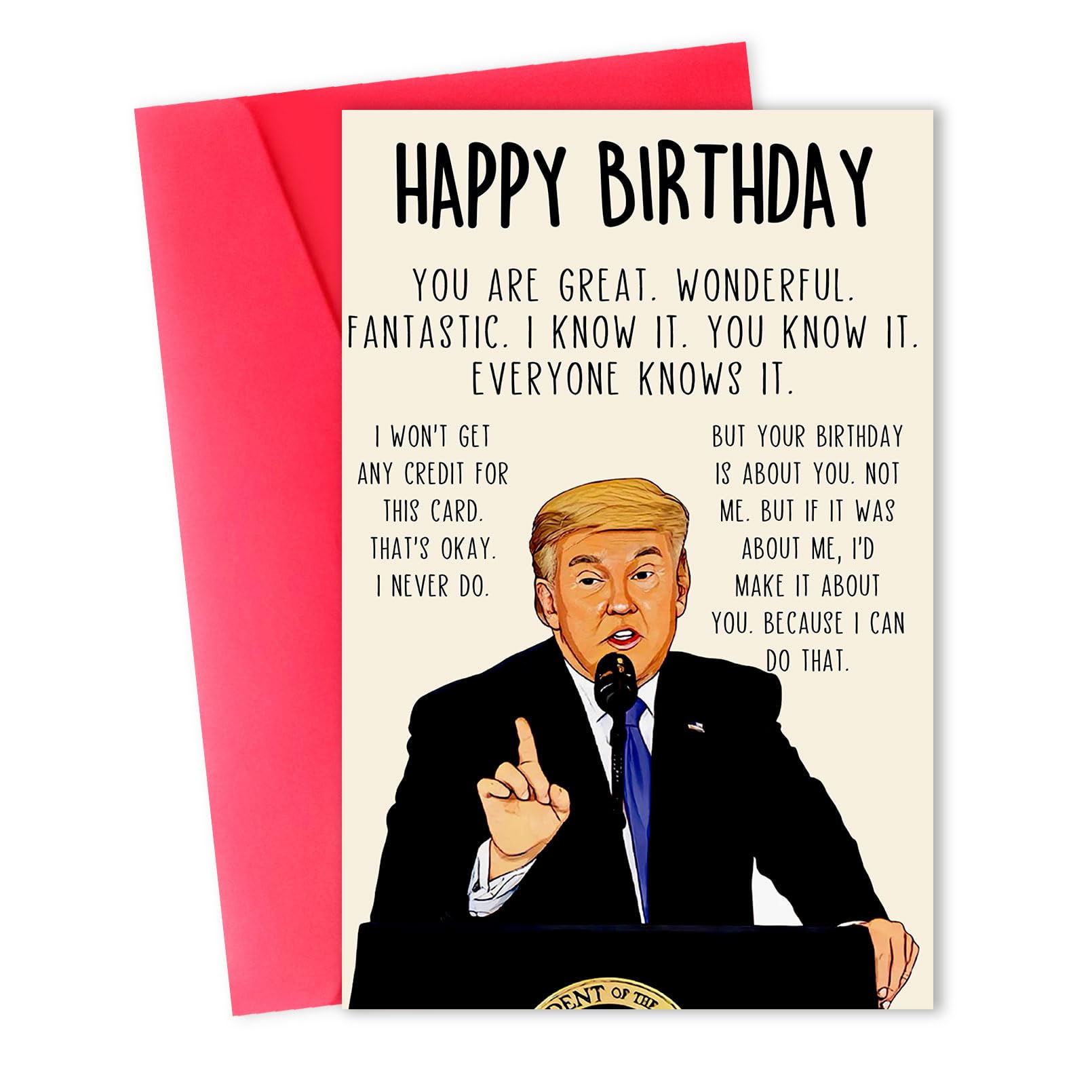 ACHICGIRL Funny Trump Birthday Card for Women Men, Humorous Donald Trump Birthday Gifts Card for Dad or Mom, Trump Birthday Decorations for Husband Wife, Unique Birthday Gifts Ideas for Him Her