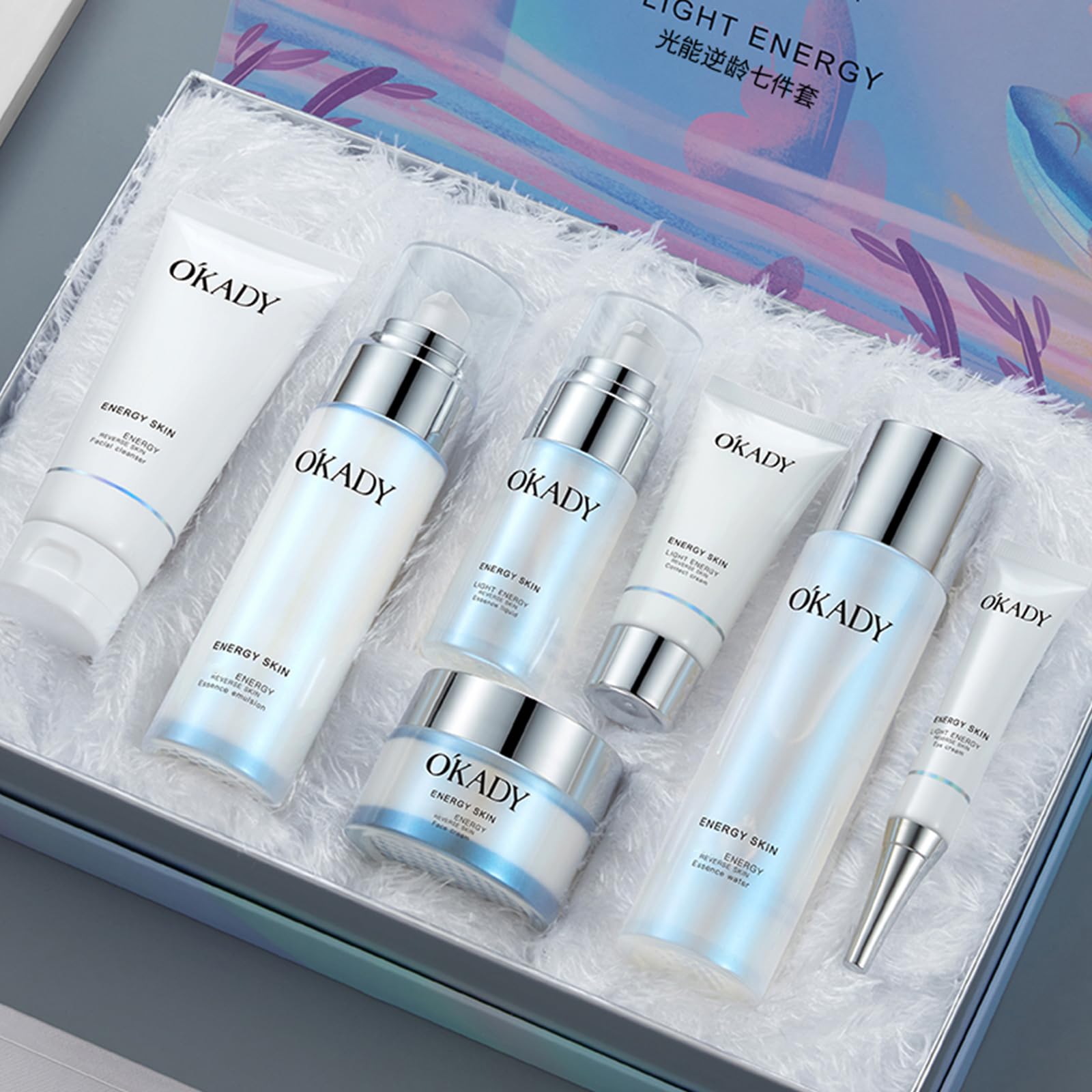 O’KADY Anti Aging Facial Skin Care Set Products Skin Beauty Care Skincare Kits With Cleanser,Toner,Serum,Eye Cream,Lotion,Face Cream,Primer Cream Gift Sets Care Package For Women Mother's Day