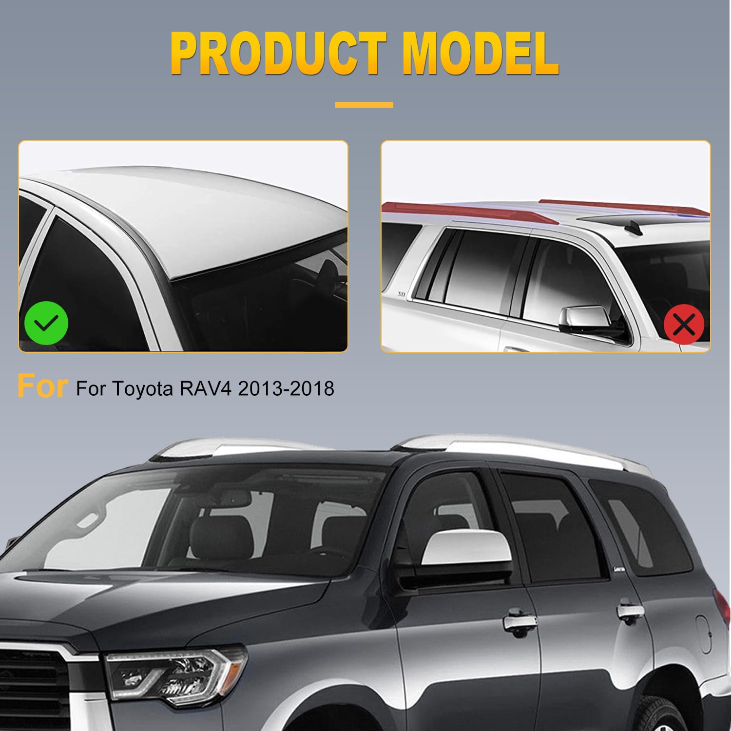 OCPTY Roof Rack Roof Side Rails Cargo Carrier Top Side Rails Fit for 2013-2018 for Toyota for RAV4 Sport Utility Roof Side Rails