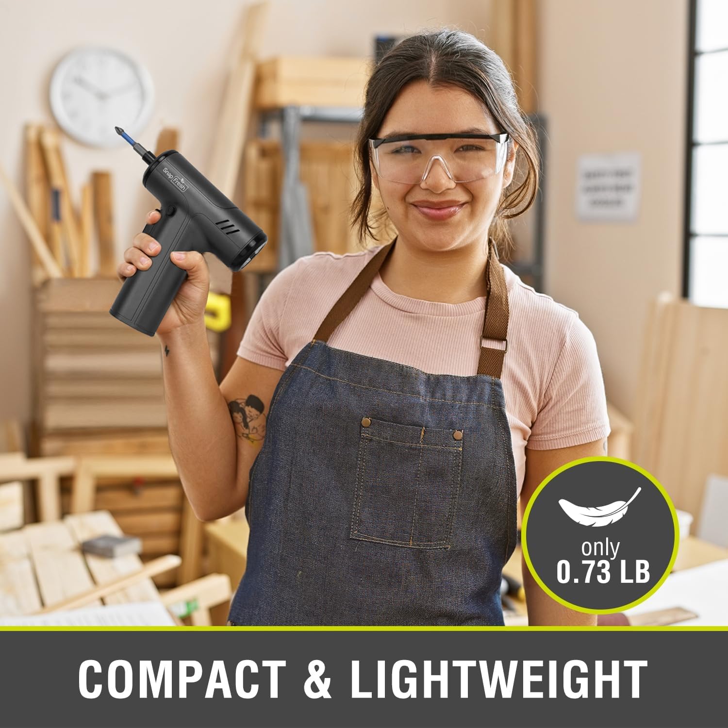 SnapFresh Electric Cordless Screwdriver Set,4V Rechargeable Screw Gun with 10 Drill Bits,4 Speeds,5N.m torque for DIY Enthusiasts,USB Charging Cable